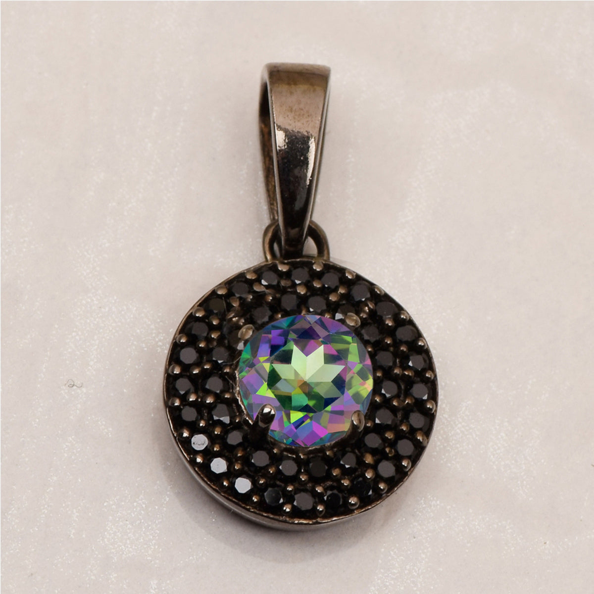 Round Disc Black Spinel Multi Choice Gemstone Pendant