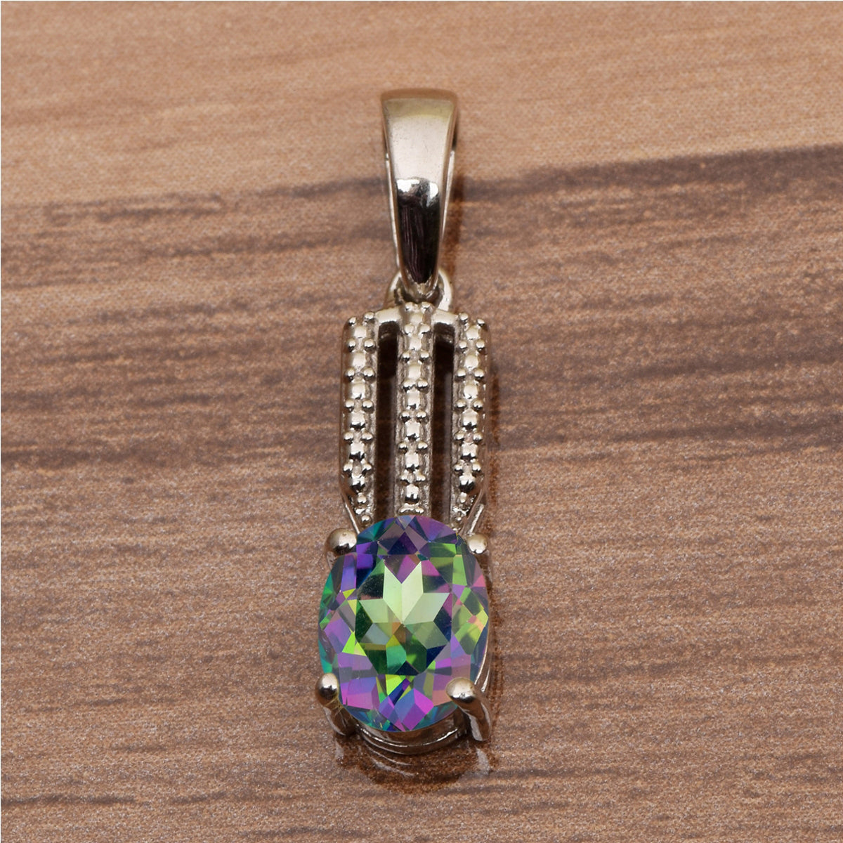 Tear Drop Three Line Multi Choice Gemstone Pendant