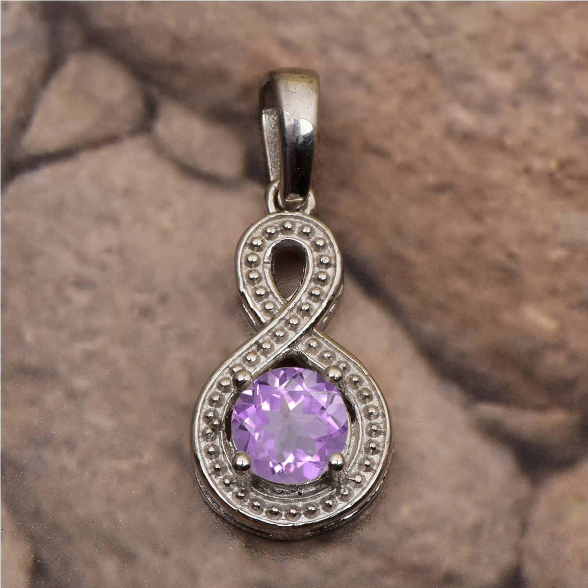 Multi Stone Infinity Solitaire Pendant -Sterling Silver