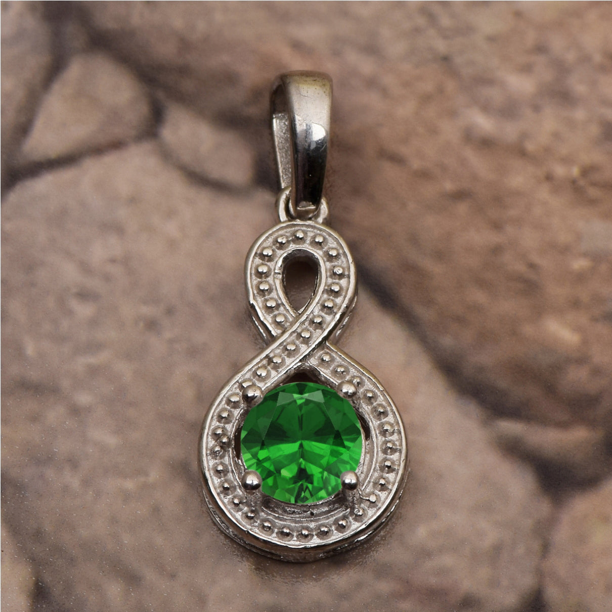 Multi Stone Infinity Solitaire Pendant -Sterling Silver
