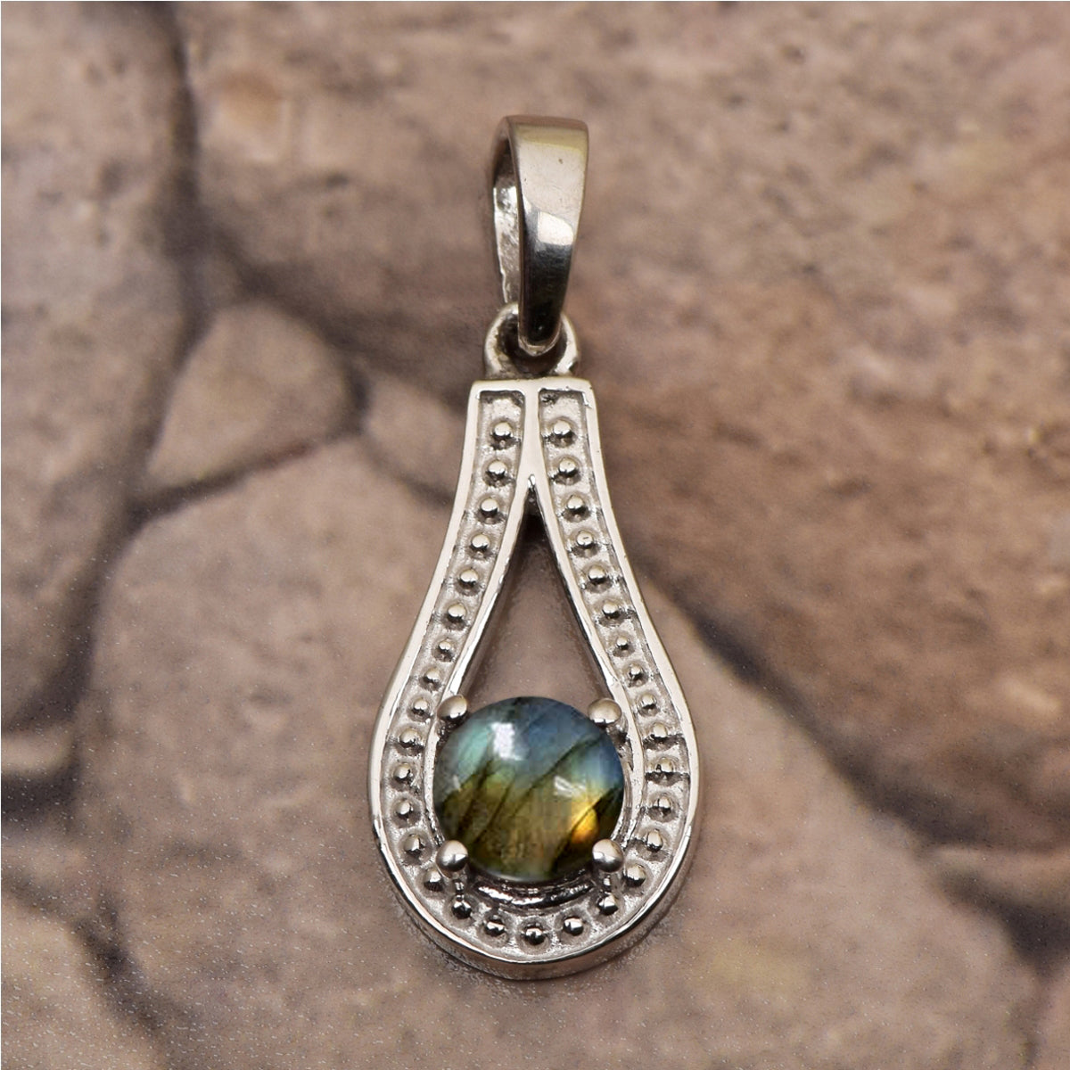 Tear Drop Round Multi Choice Gemstone Pendant
