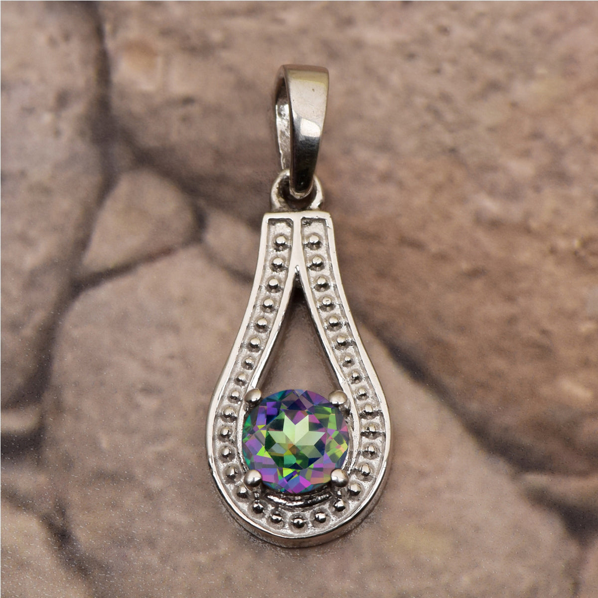 Tear Drop Round Multi Choice Gemstone Pendant