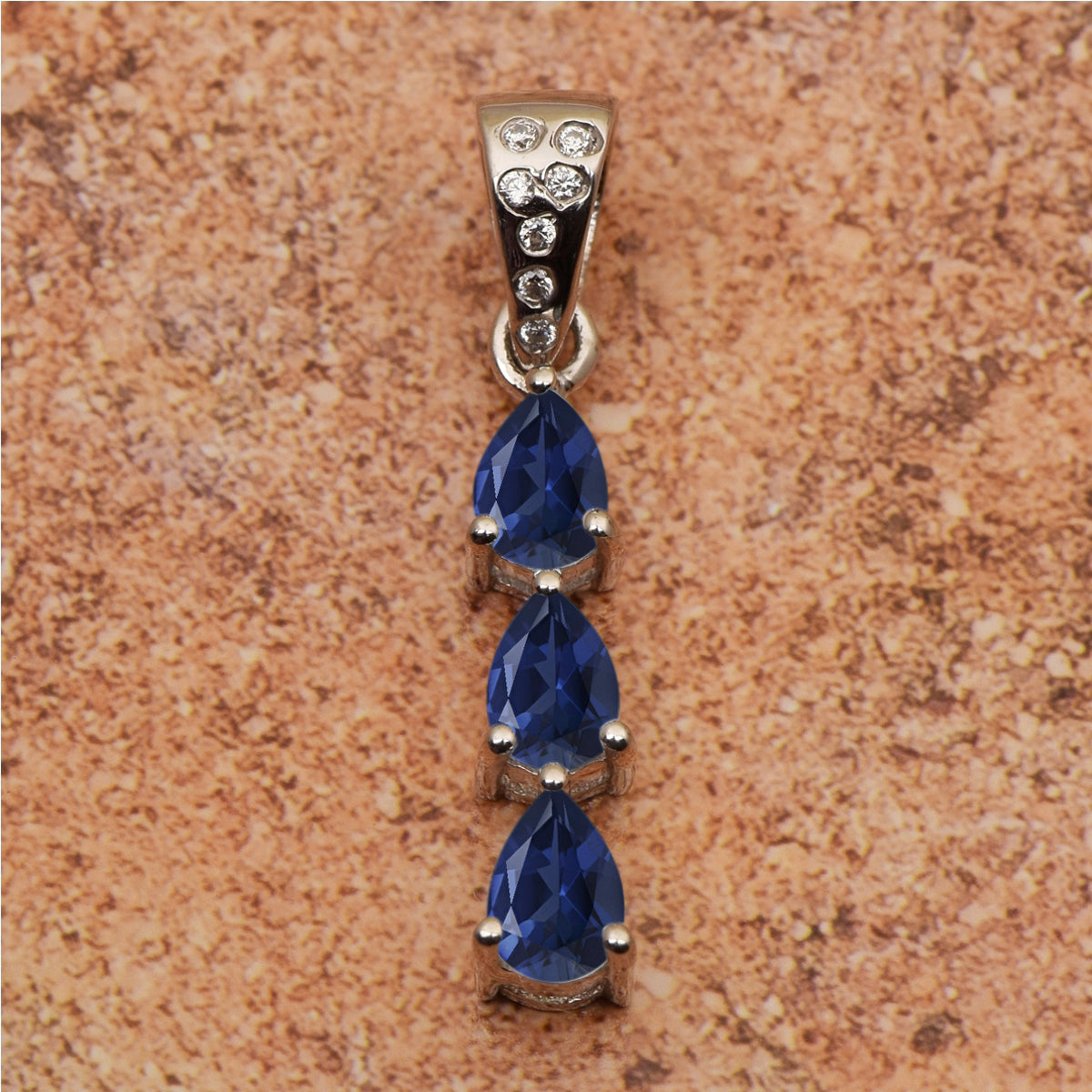 Three Pear Stone Multi Choice Gemstone Pendant