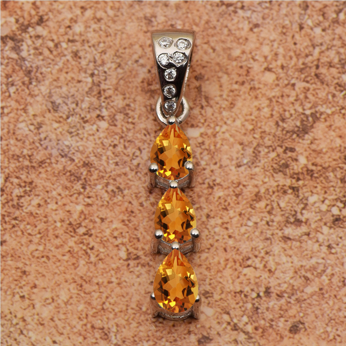 Three Pear Stone Multi Choice Gemstone Pendant