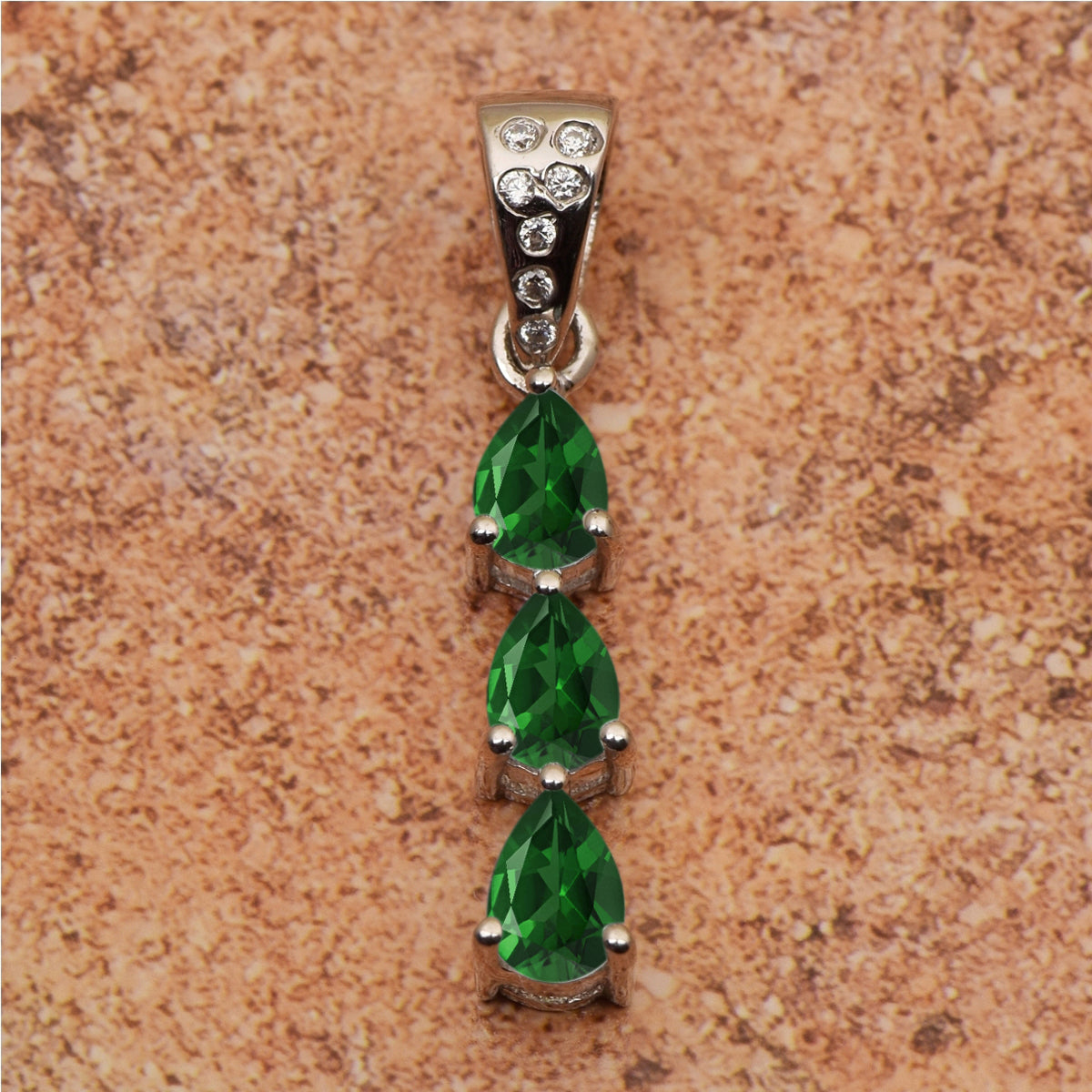 Three Pear Stone Multi Choice Gemstone Pendant