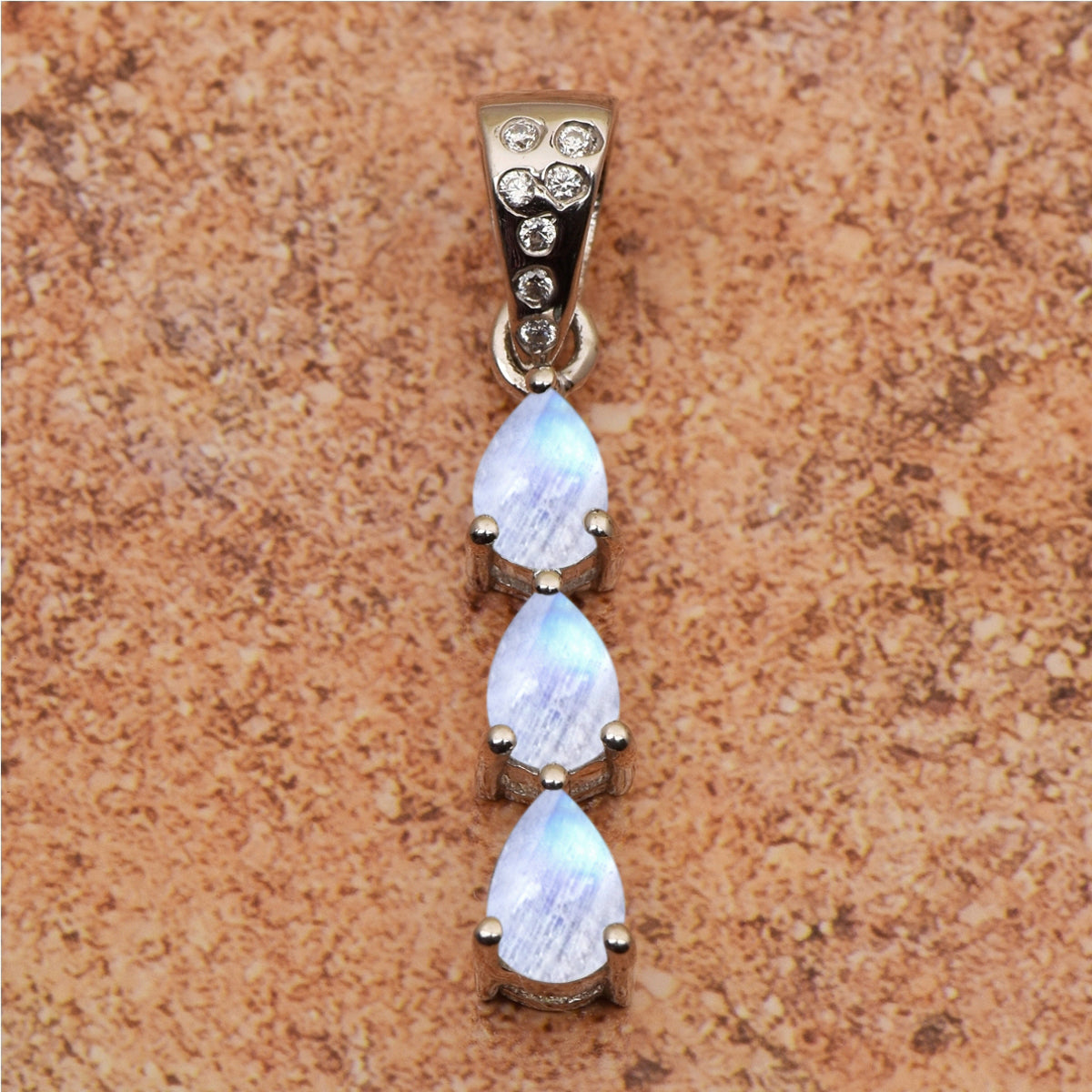 Three Pear Stone Multi Choice Gemstone Pendant