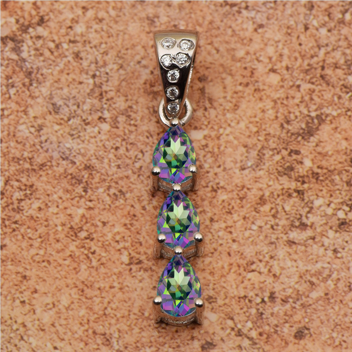 Three Pear Stone Multi Choice Gemstone Pendant