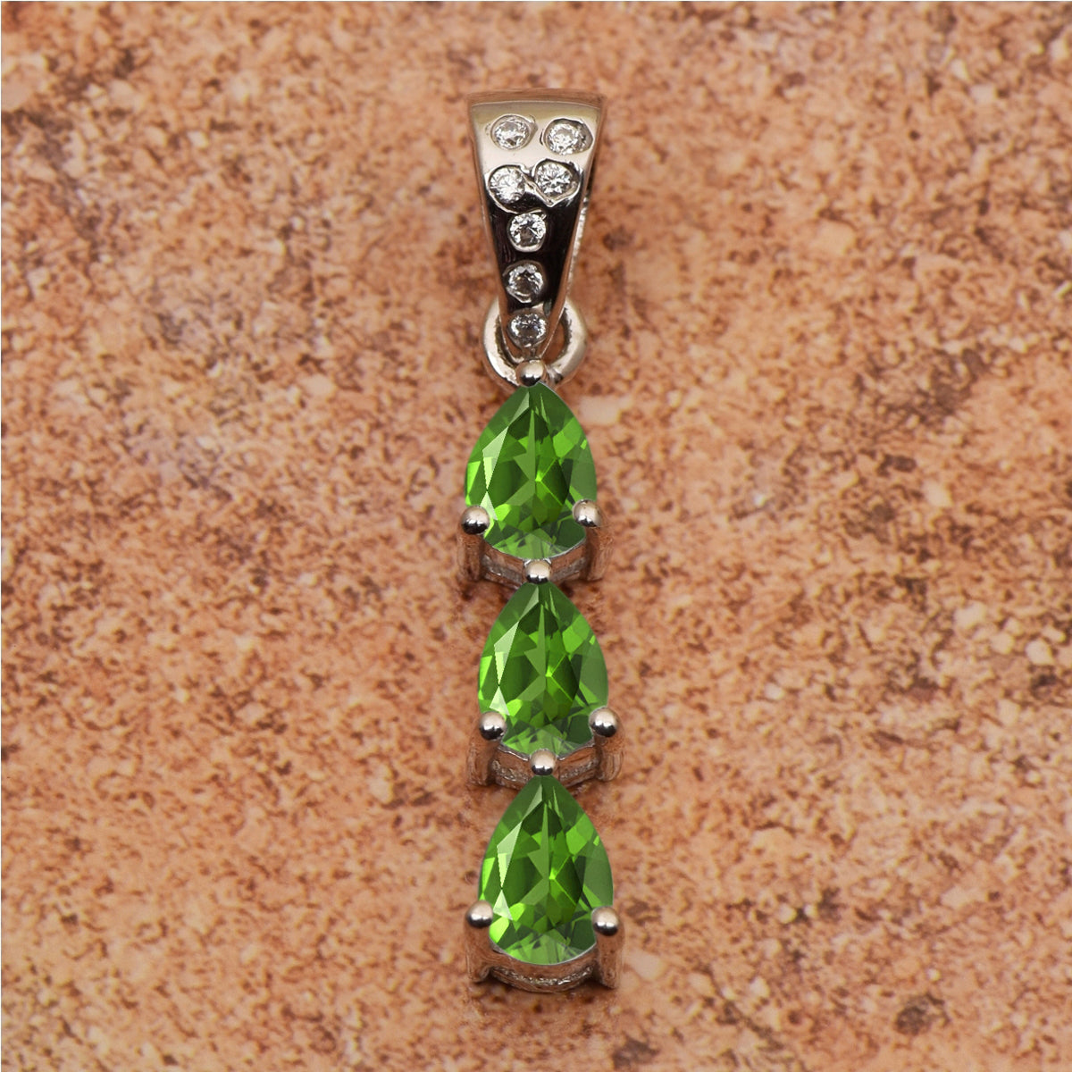 Three Pear Stone Multi Choice Gemstone Pendant