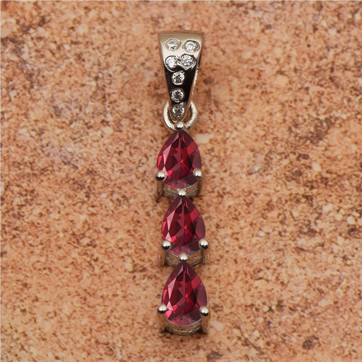 Three Pear Stone Multi Choice Gemstone Pendant