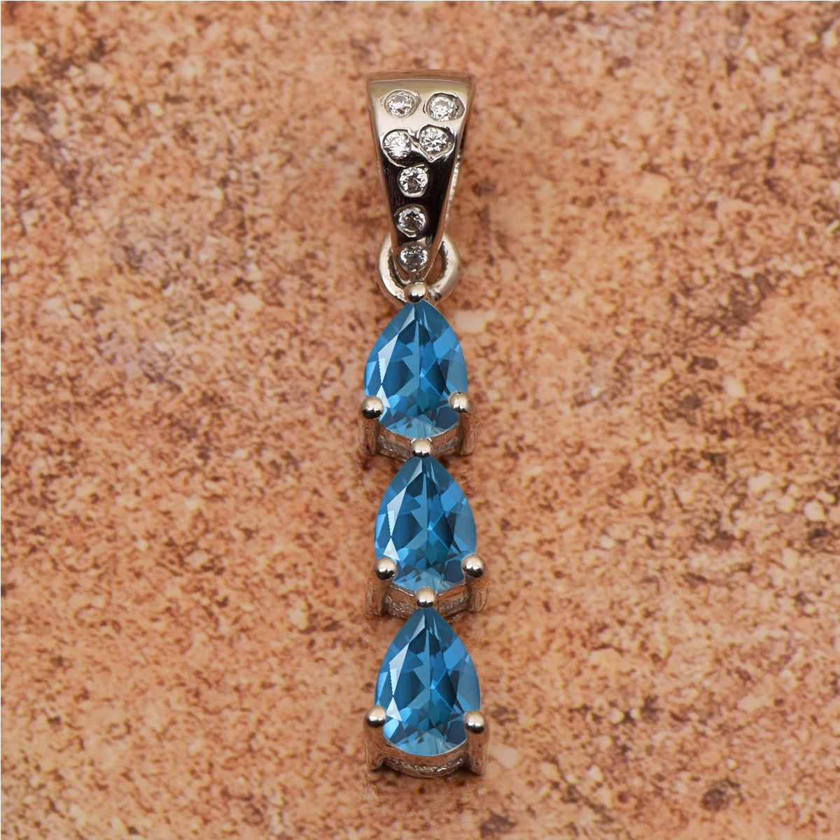 Three Pear Stone Multi Choice Gemstone Pendant