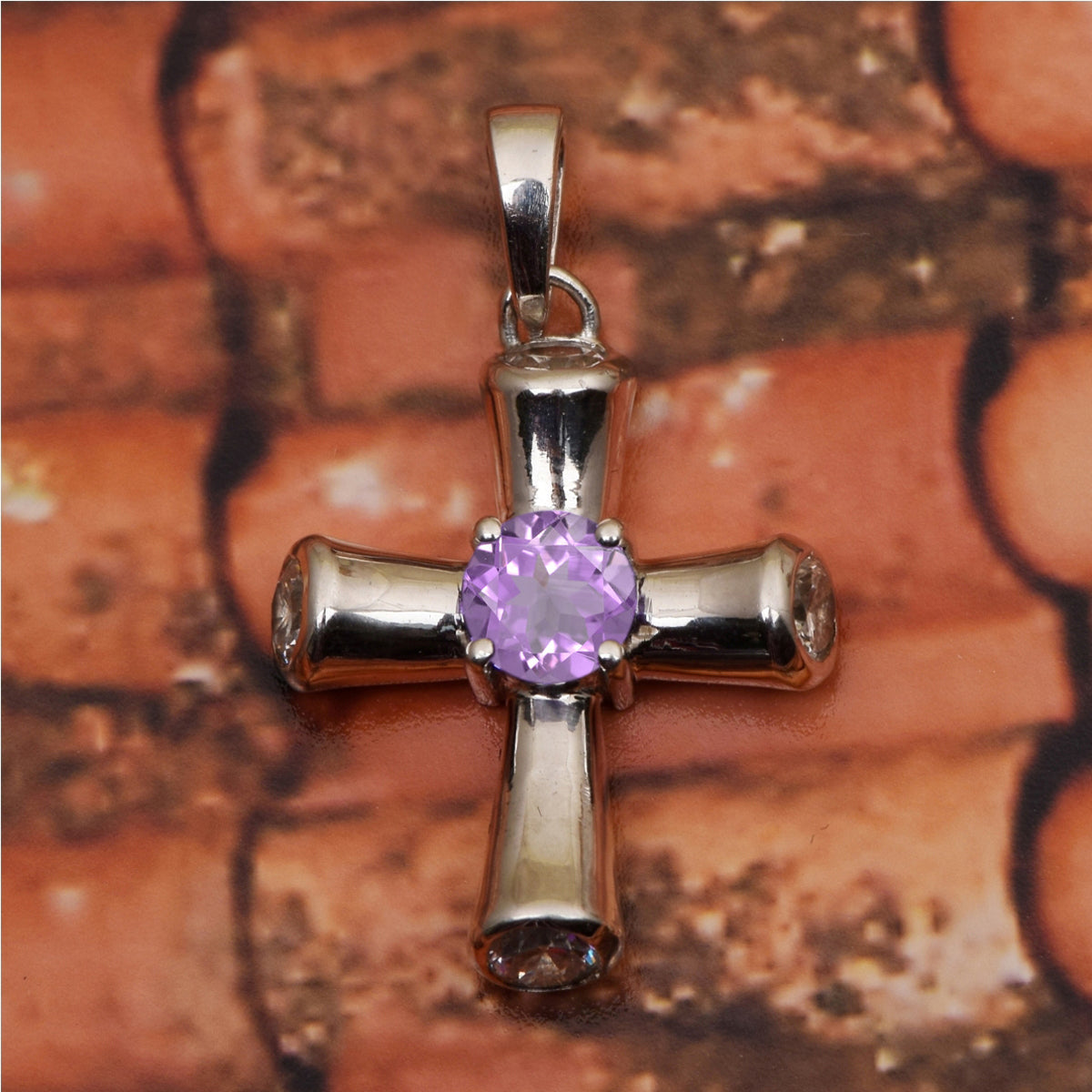 Multi Stone Cross Pendant -Sterling Silver