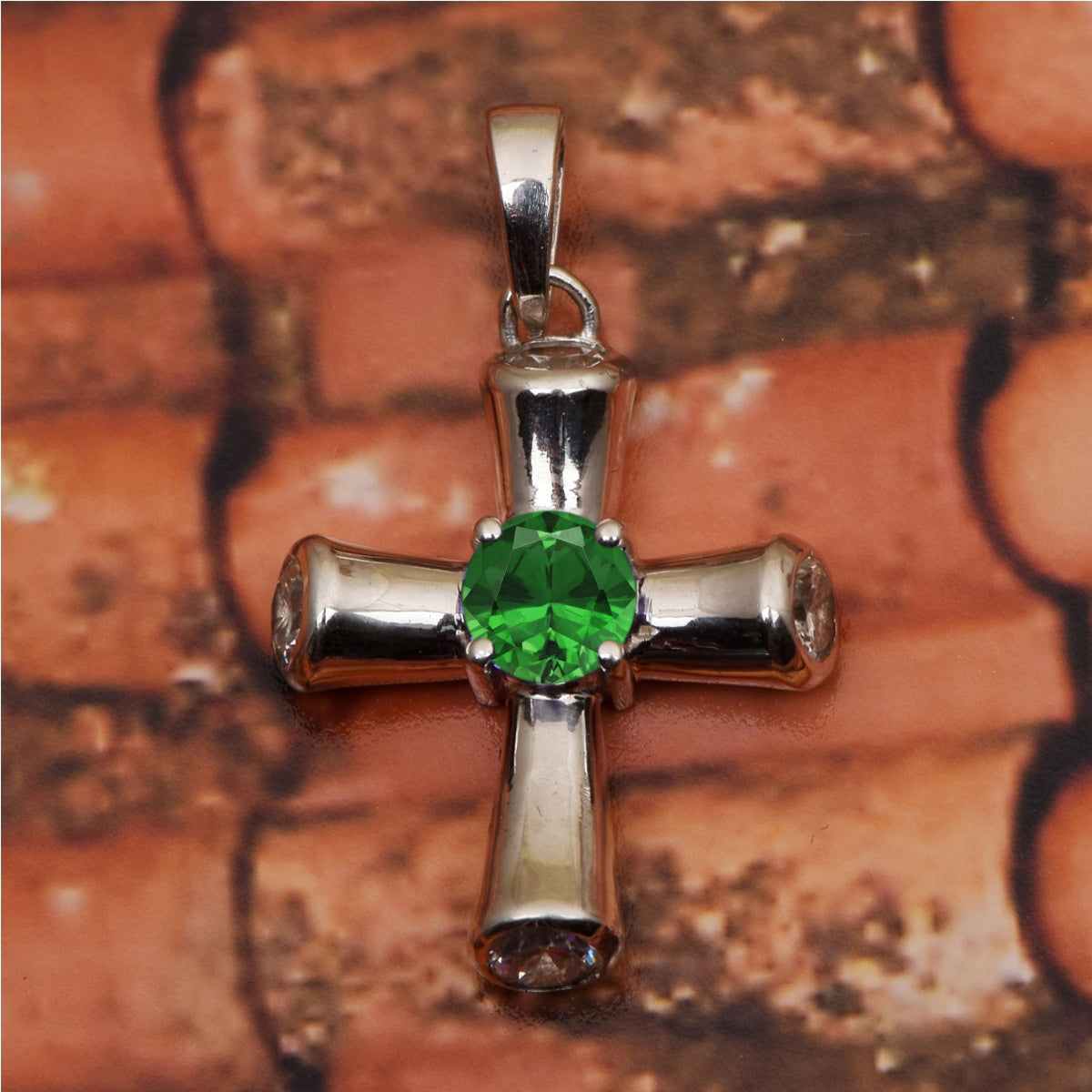 Multi Stone Cross Pendant -Sterling Silver