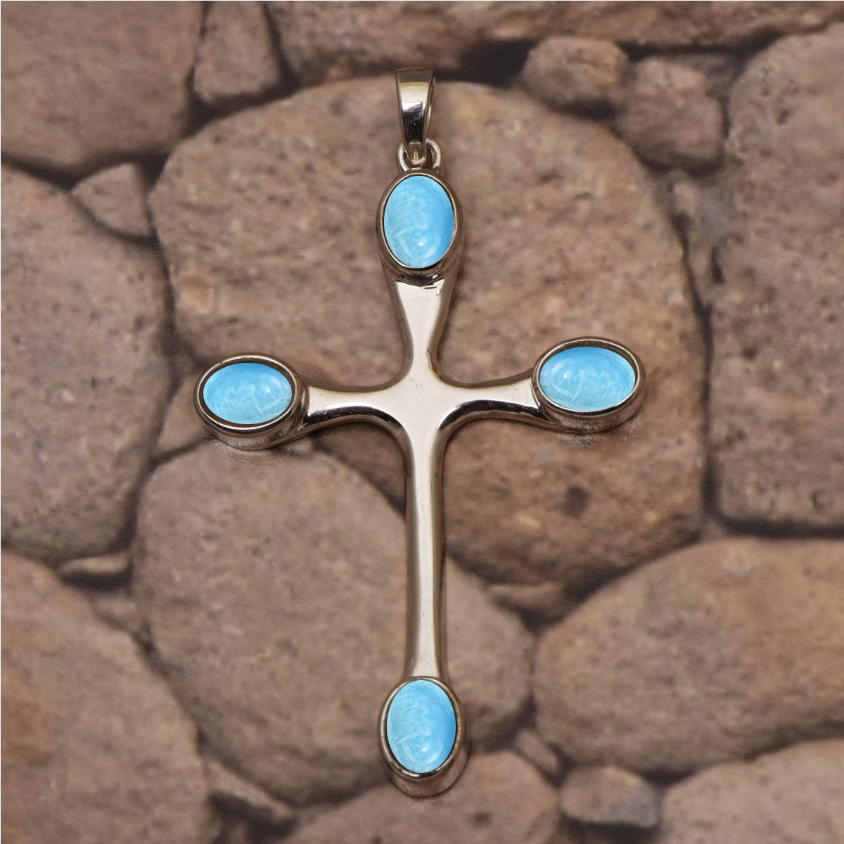 Multi Stone Christian Cross Pendant -Sterling Silver