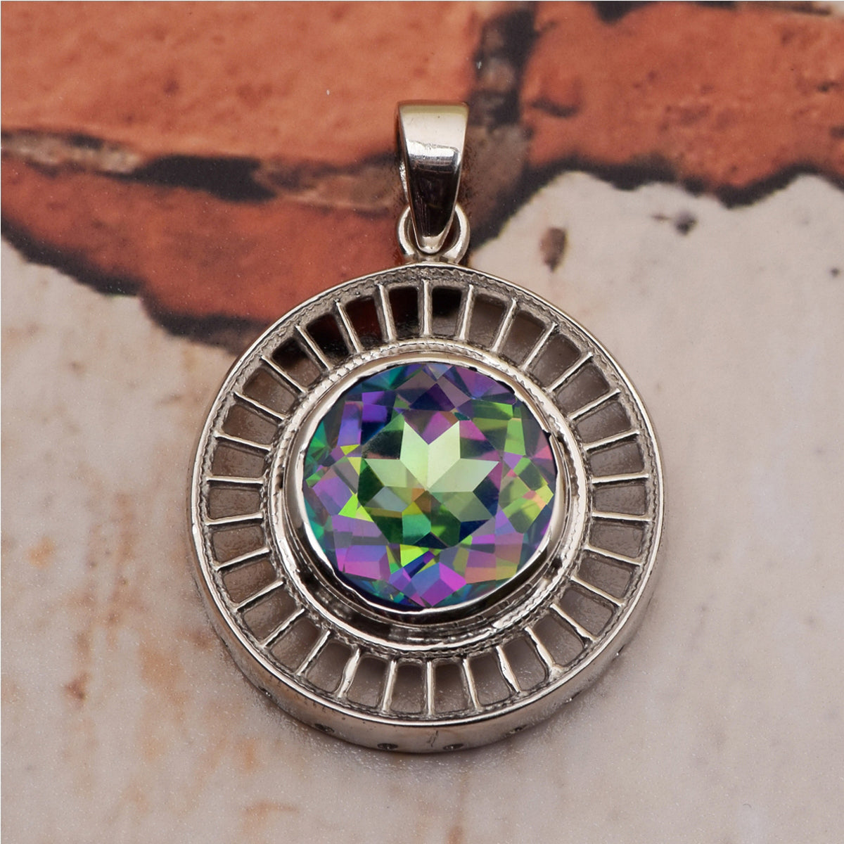 Round Disc Multi Choice Gemstone Pendant