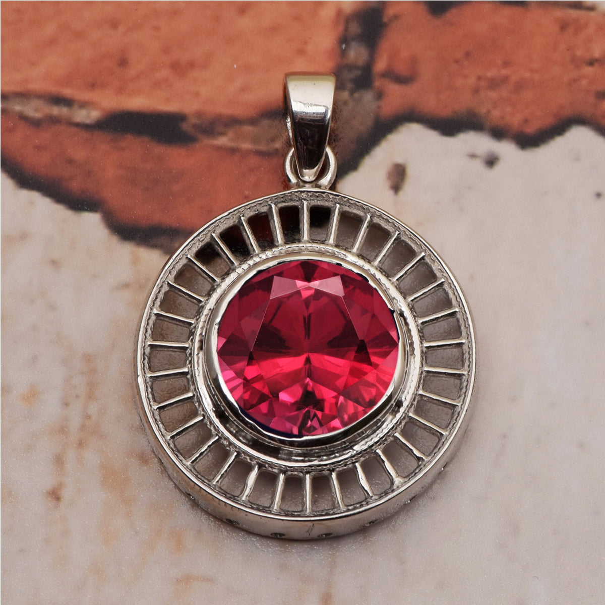 Round Disc Multi Choice Gemstone Pendant