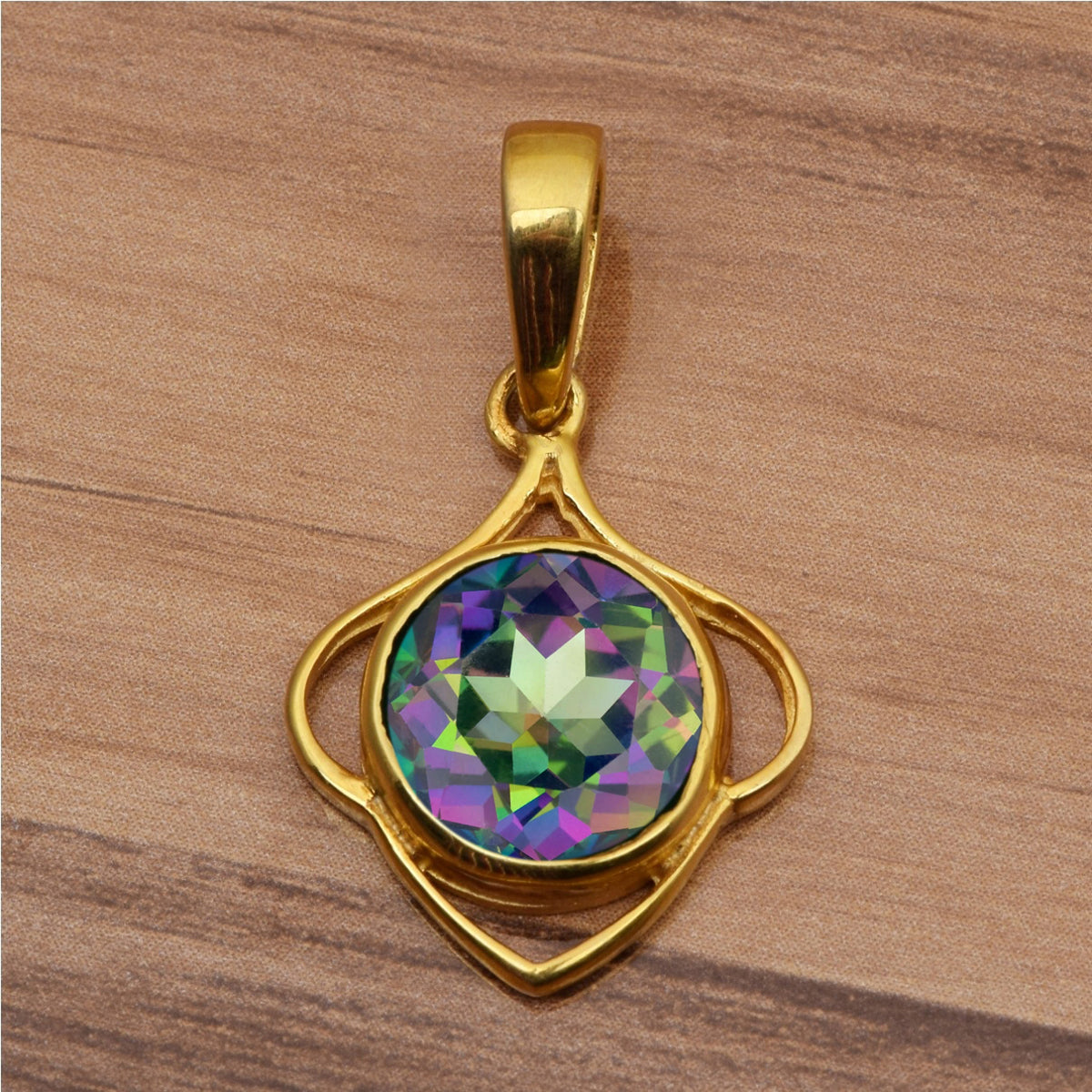 Celtic Style Round Cut Multi Choice Gemstone Pendant