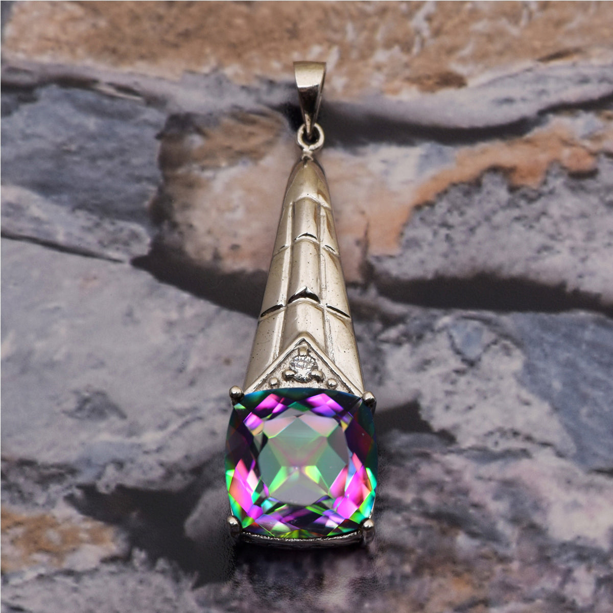 Tear Drop Cushion Set Multi Choice Gemstone Pendant