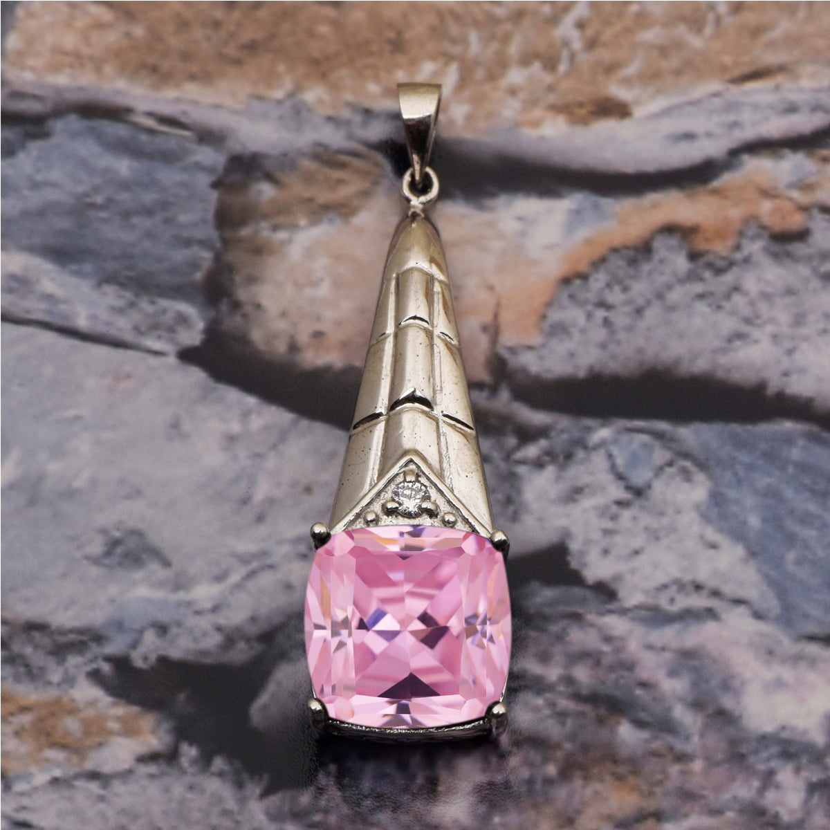 Tear Drop Cushion Set Multi Choice Gemstone Pendant
