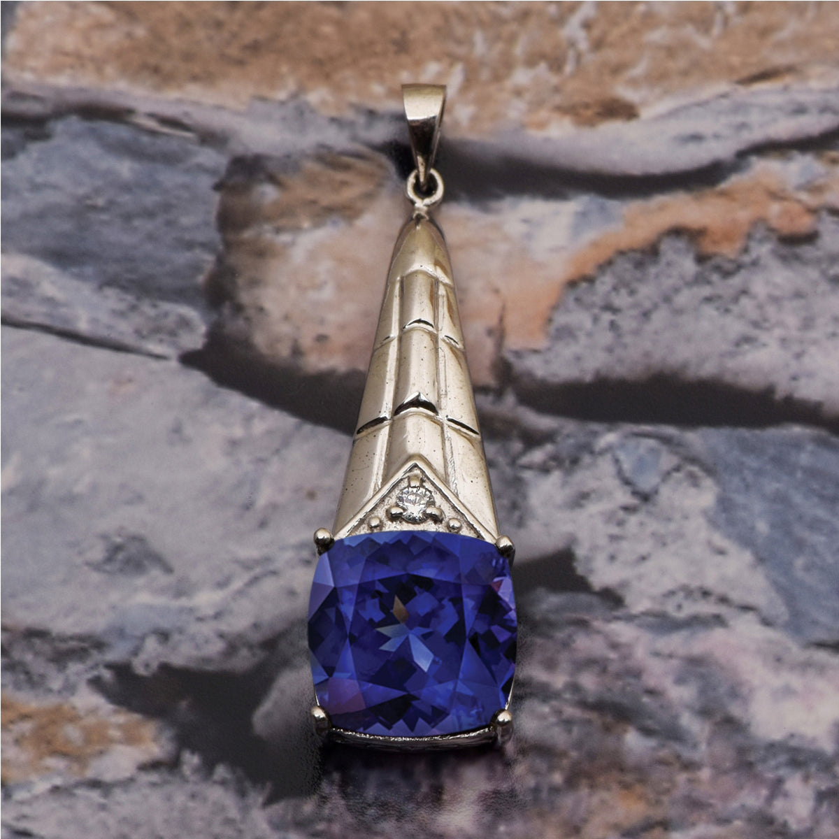 Tear Drop Cushion Set Multi Choice Gemstone Pendant