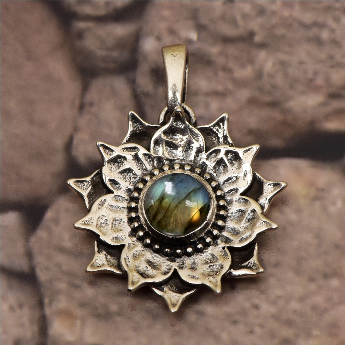 Vintage Flower Multi Choice Gemstone Pendant