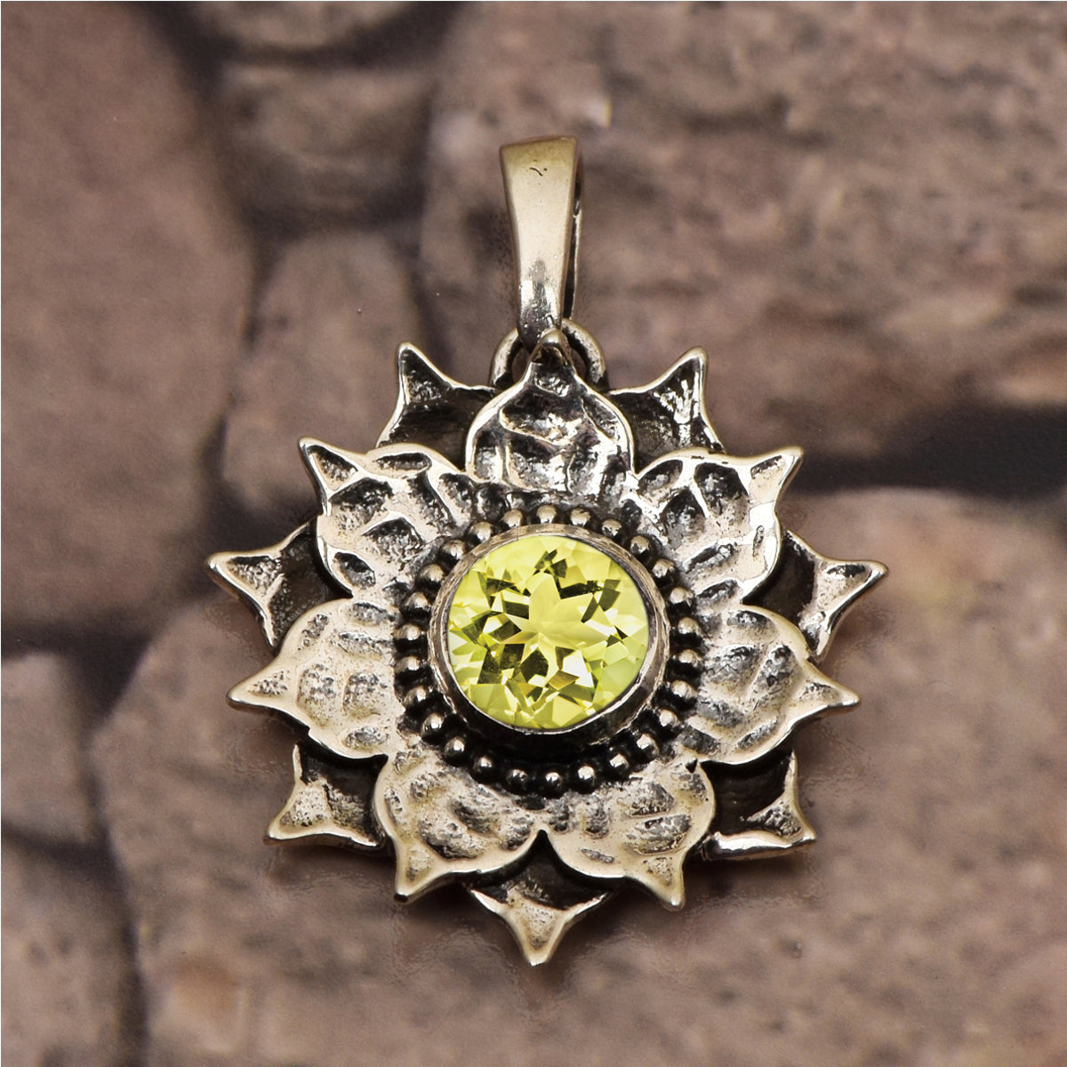 Vintage Flower Multi Choice Gemstone Pendant