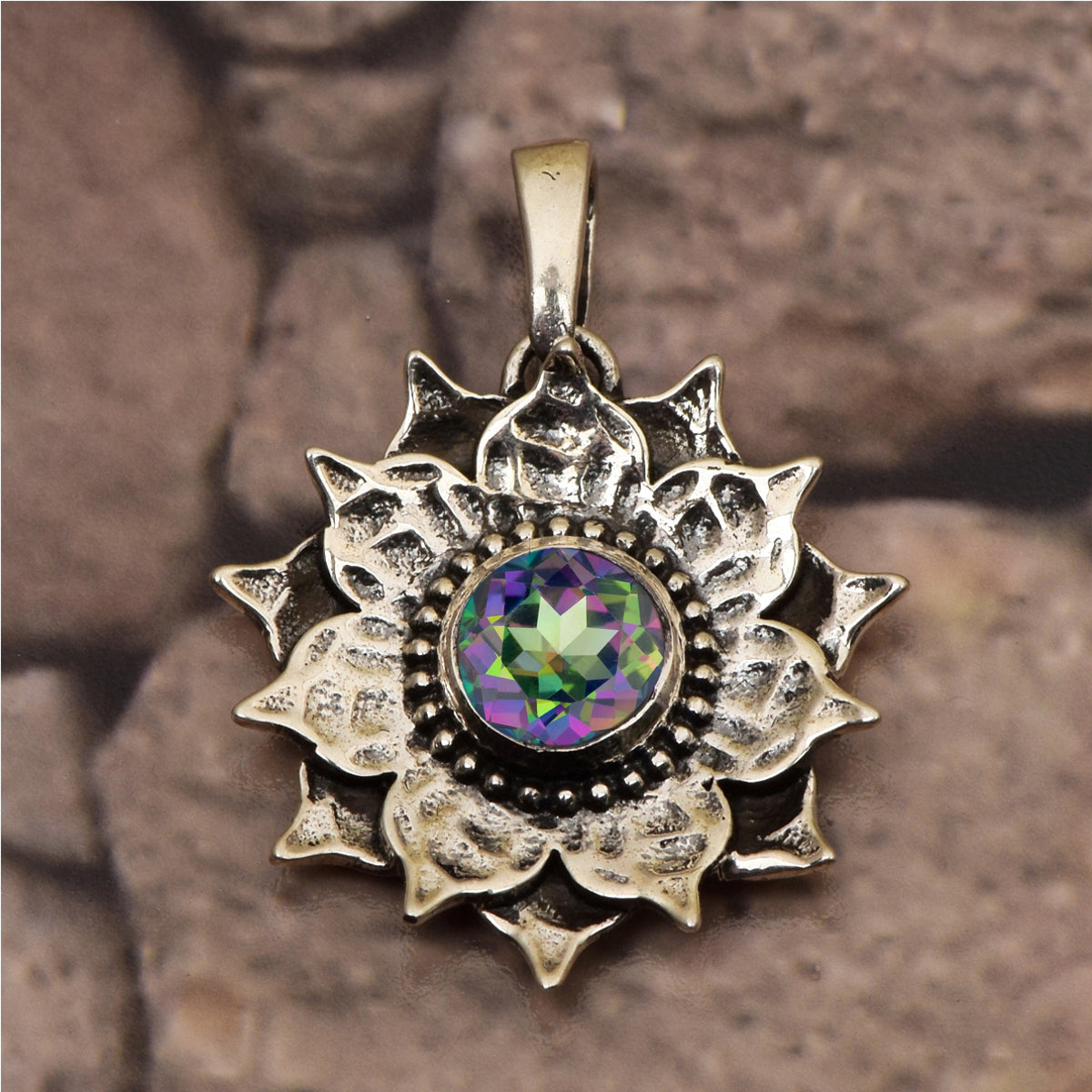 Vintage Flower Multi Choice Gemstone Pendant
