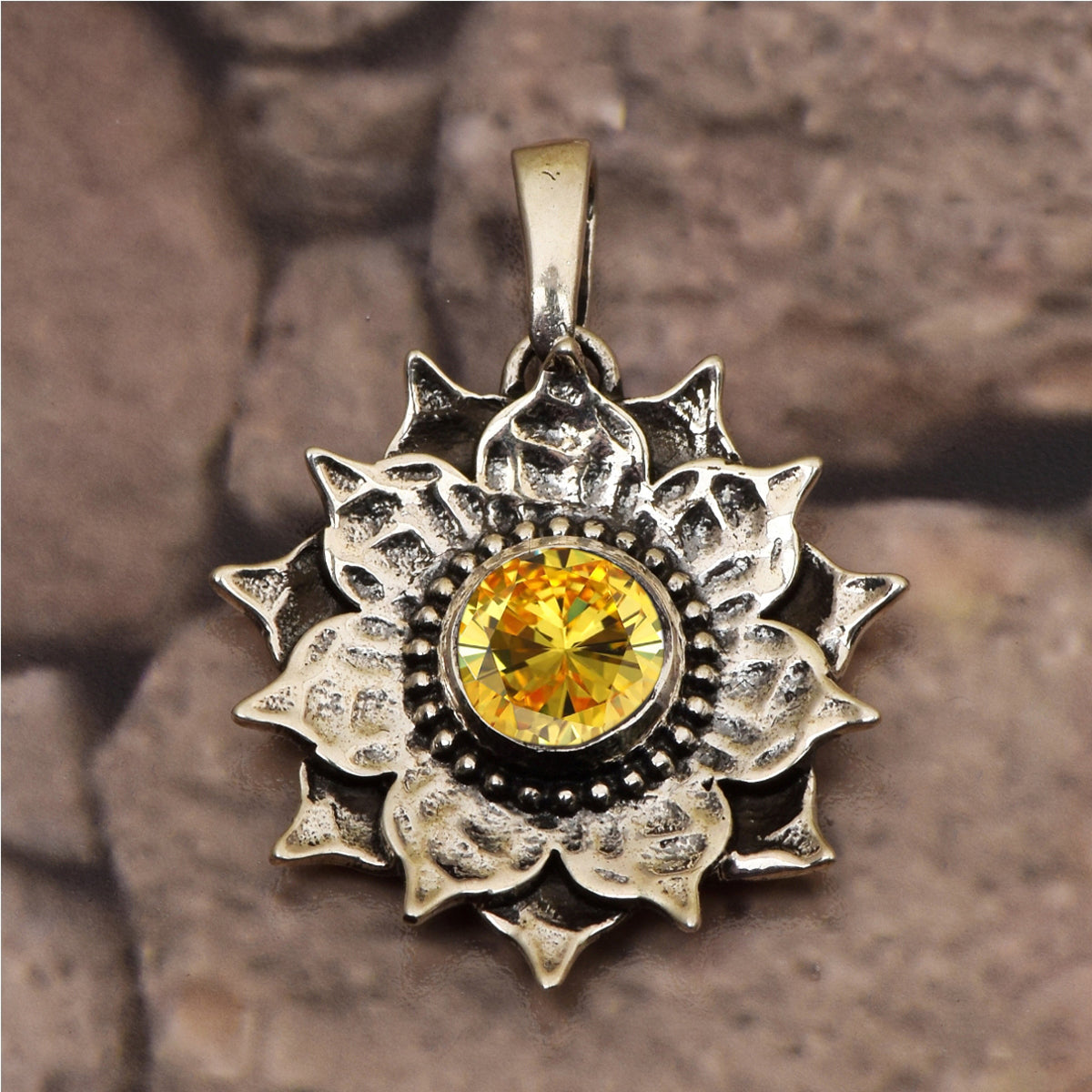 Vintage Flower Multi Choice Gemstone Pendant