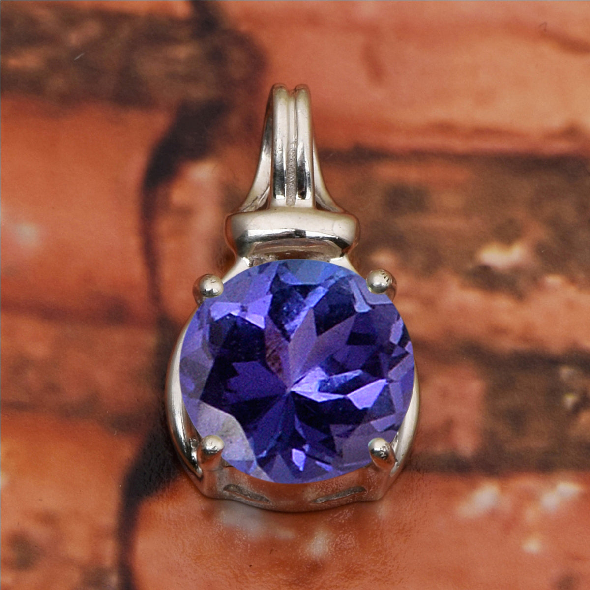 Solitaire Round Cut Multi Choice Gemstone Pendant