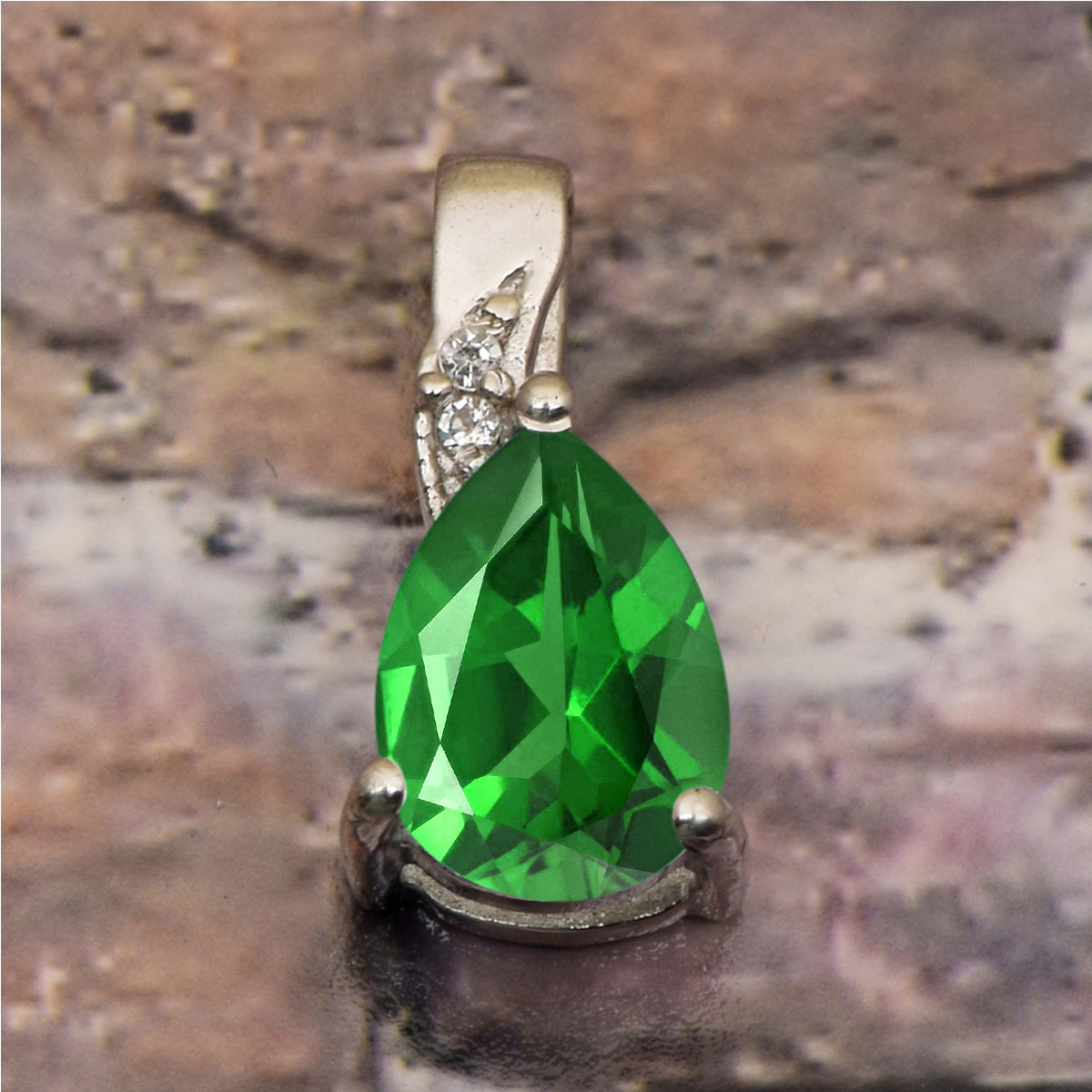 Art Deco Pear Cut Multi Choice Gemstone Pendant