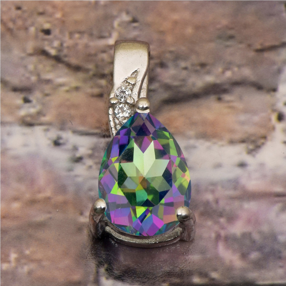 Art Deco Pear Cut Multi Choice Gemstone Pendant