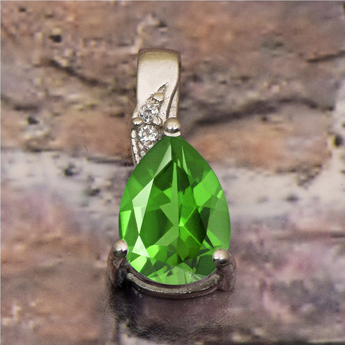 Art Deco Pear Cut Multi Choice Gemstone Pendant