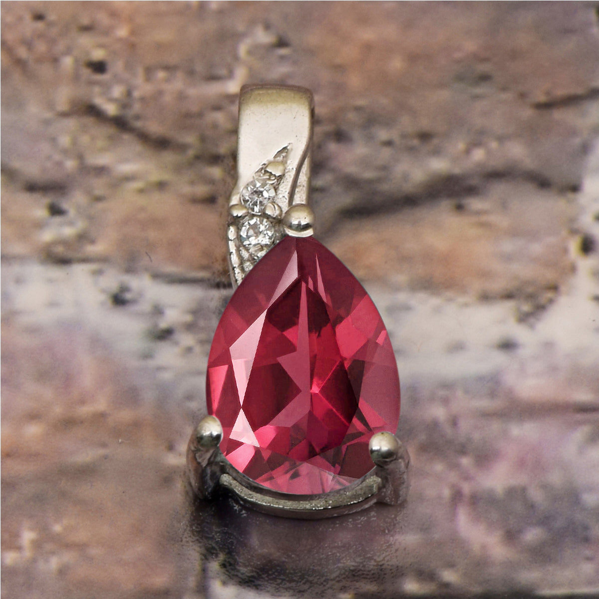 Art Deco Pear Cut Multi Choice Gemstone Pendant