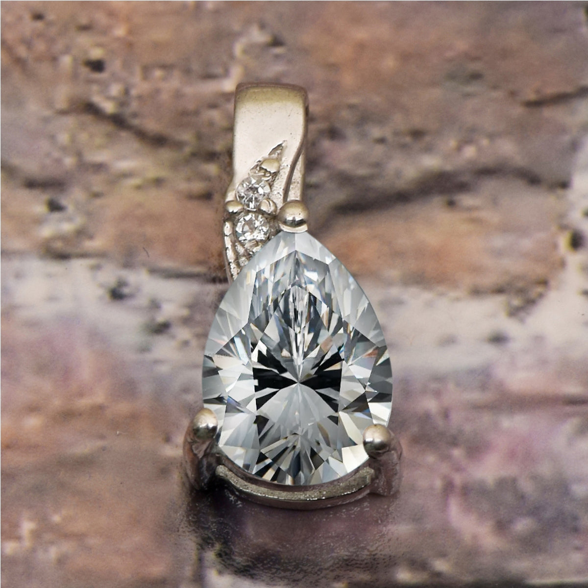 Art Deco Pear Cut Multi Choice Gemstone Pendant
