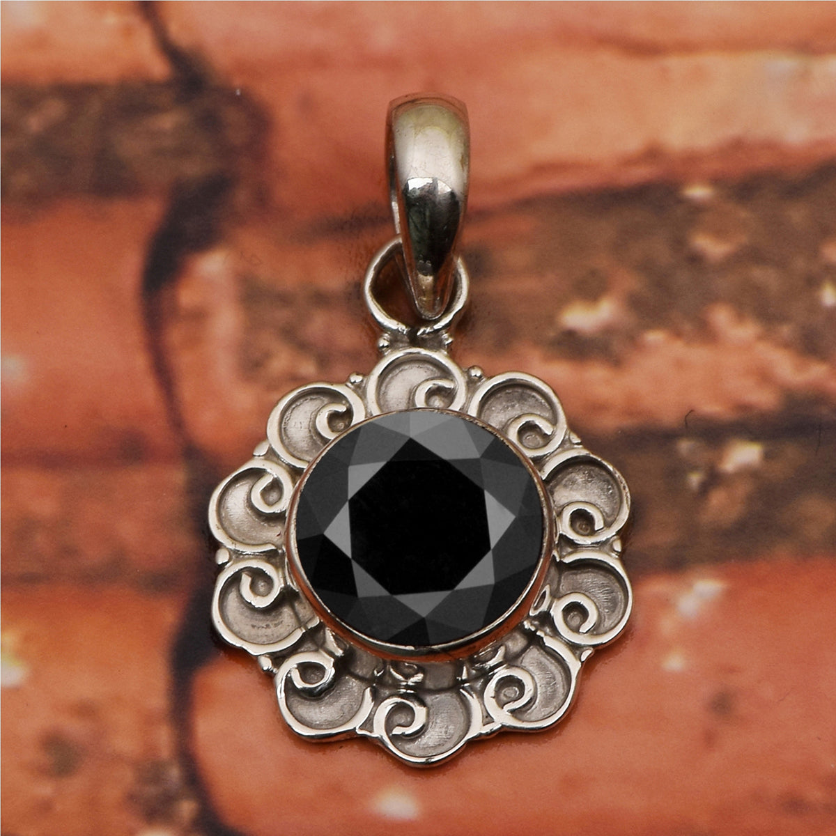 Vintage Swirl Design Multi Choice Gemstone Pendant