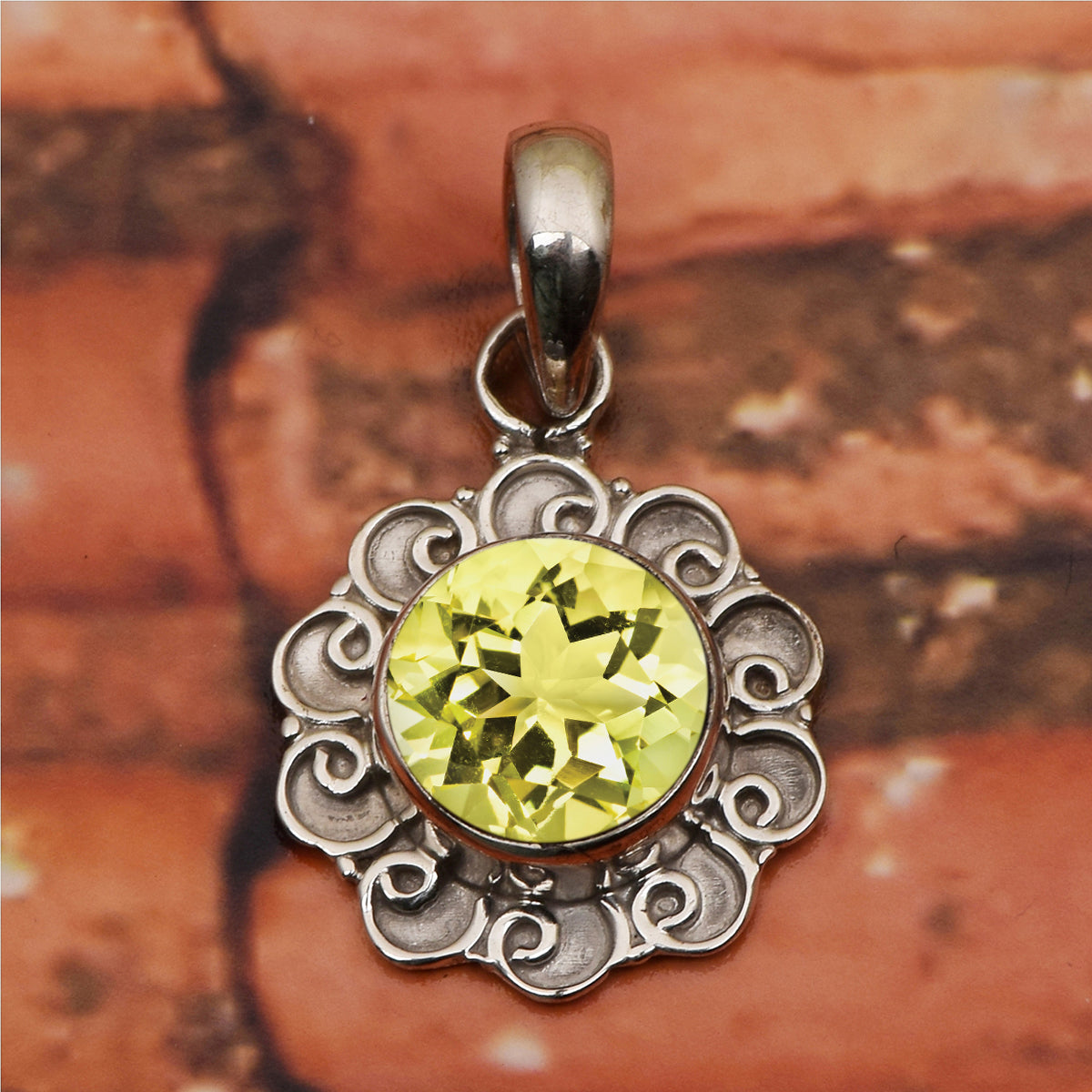 Vintage Swirl Design Multi Choice Gemstone Pendant