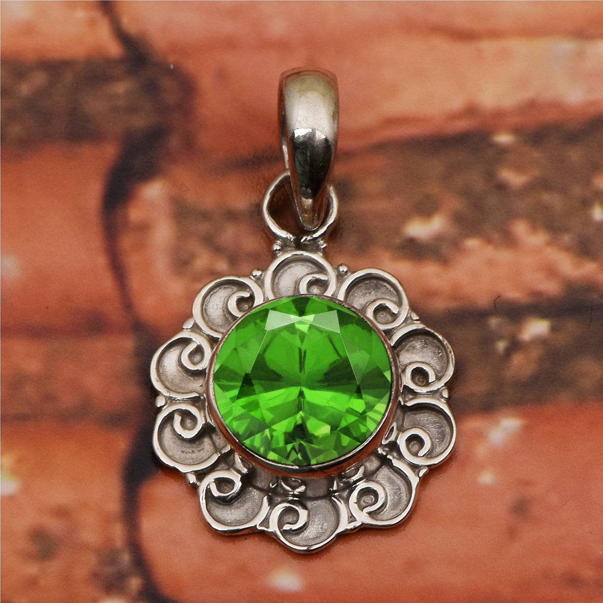 Vintage Swirl Design Multi Choice Gemstone Pendant