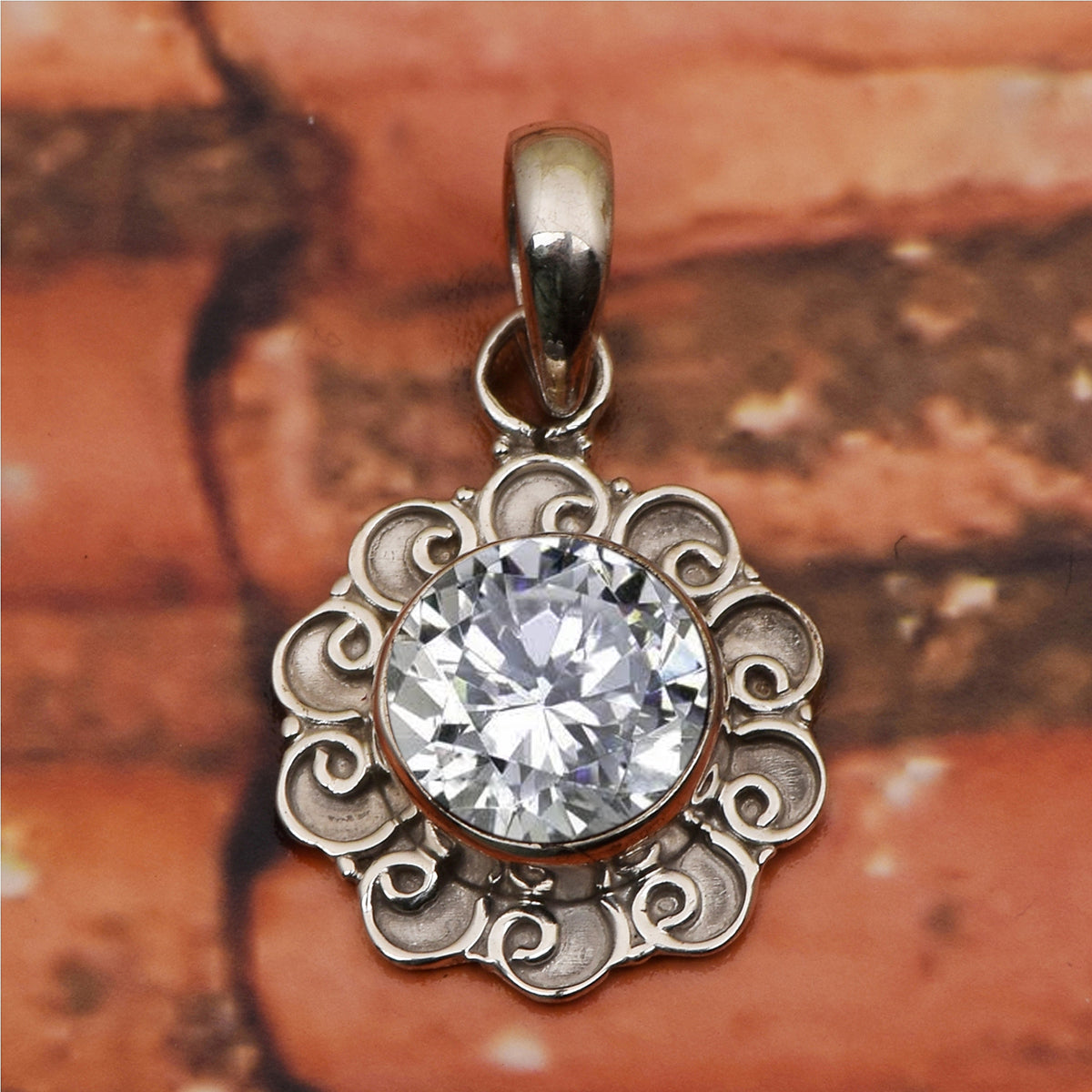 Vintage Swirl Design Multi Choice Gemstone Pendant