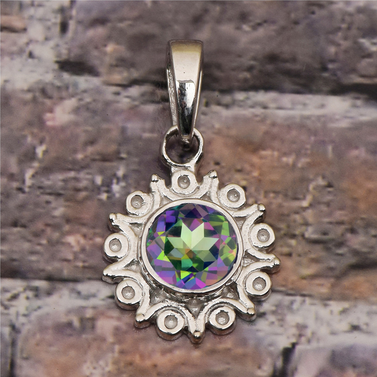 Vintage Swirl Design Multi Choice Gemstone Pendant