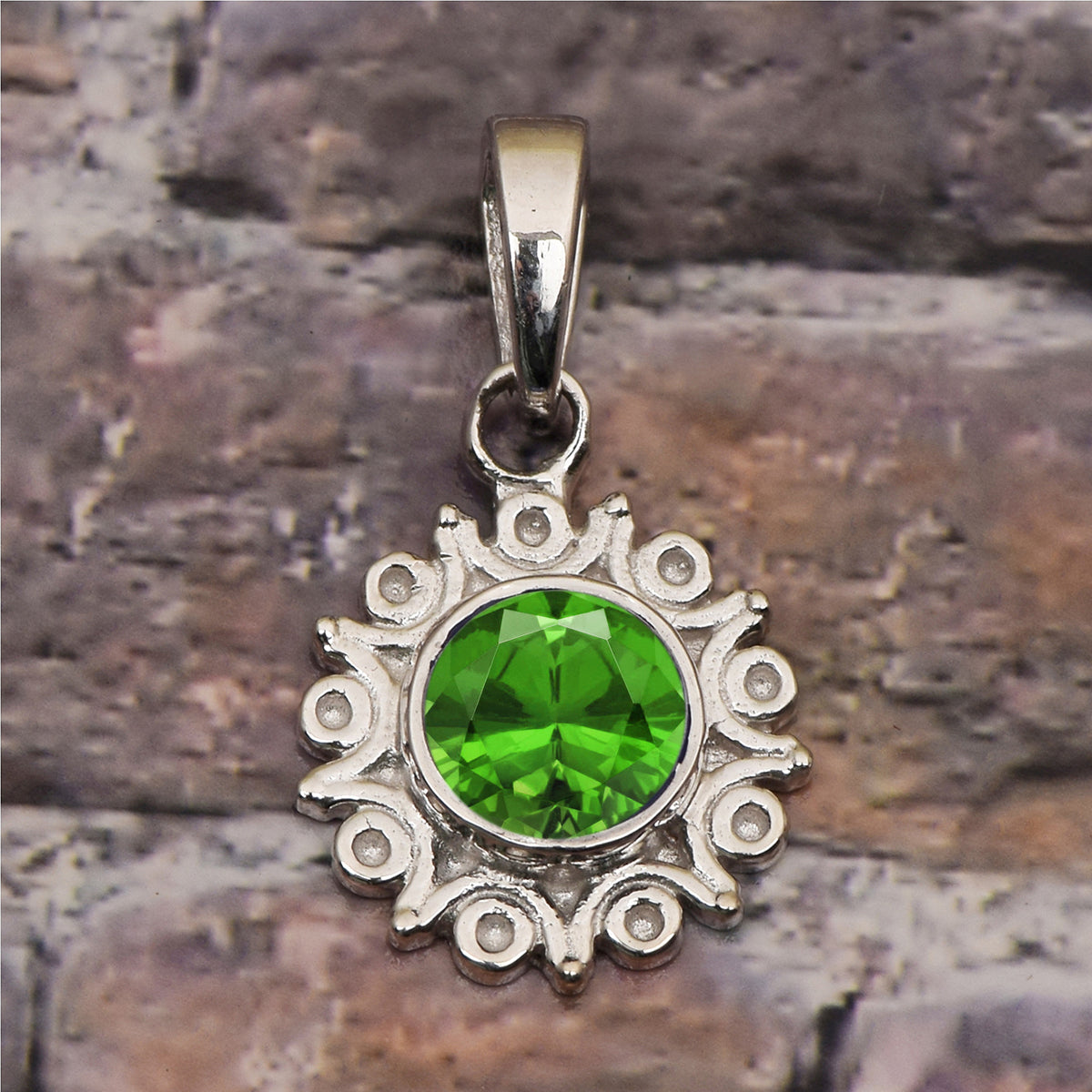 Vintage Swirl Design Multi Choice Gemstone Pendant
