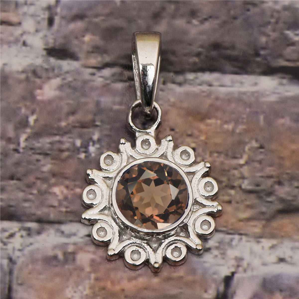 Vintage Swirl Design Multi Choice Gemstone Pendant