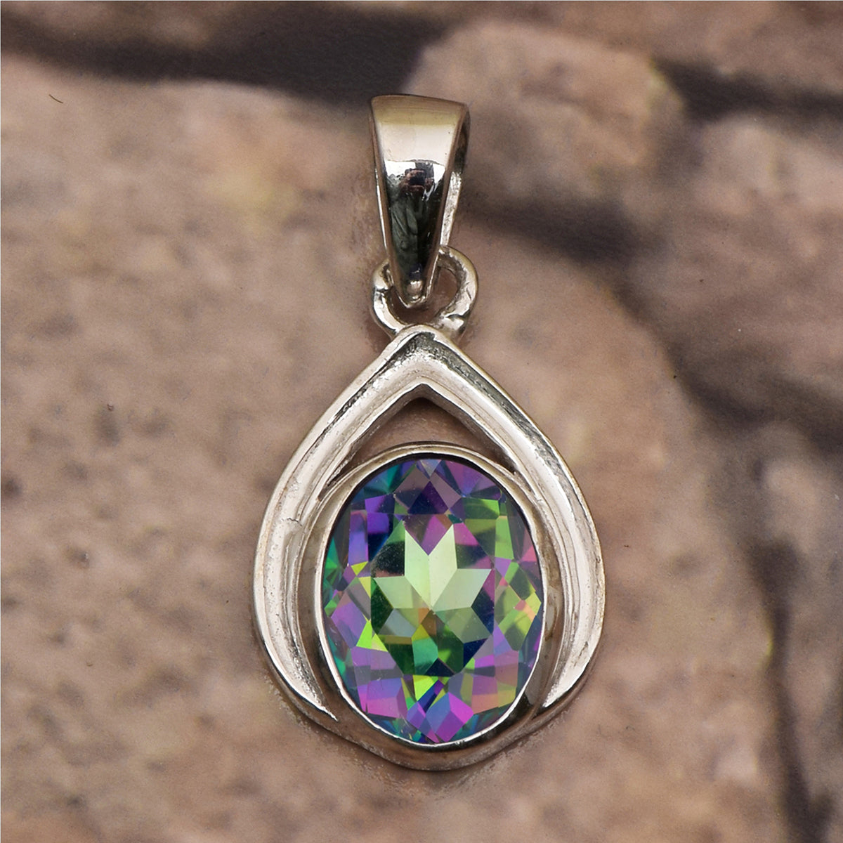 Celtic Style Oval Cut Multi Choice Gemstone Pendant