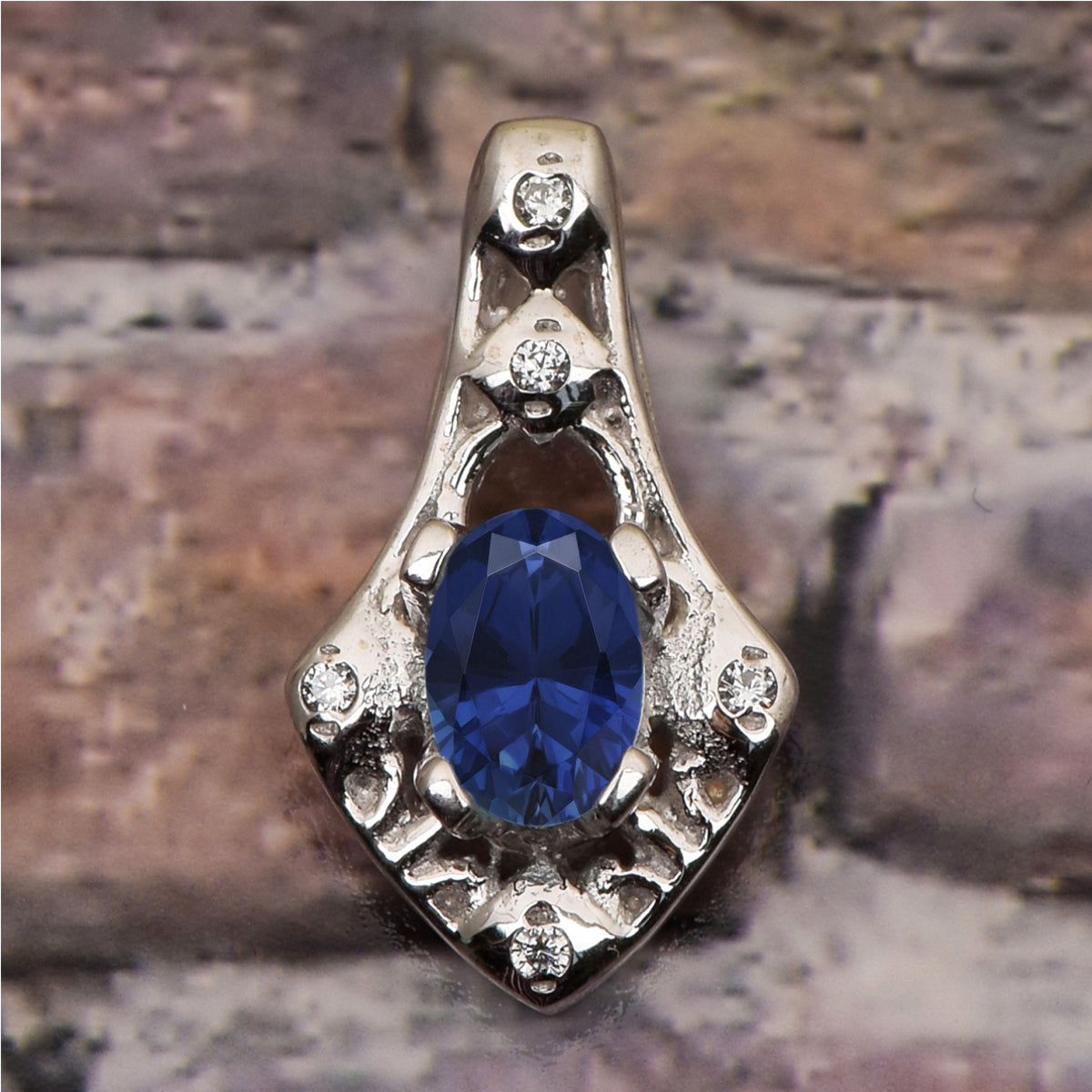 Art Deco Oval Cut Multi Choice Gemstone Pendant