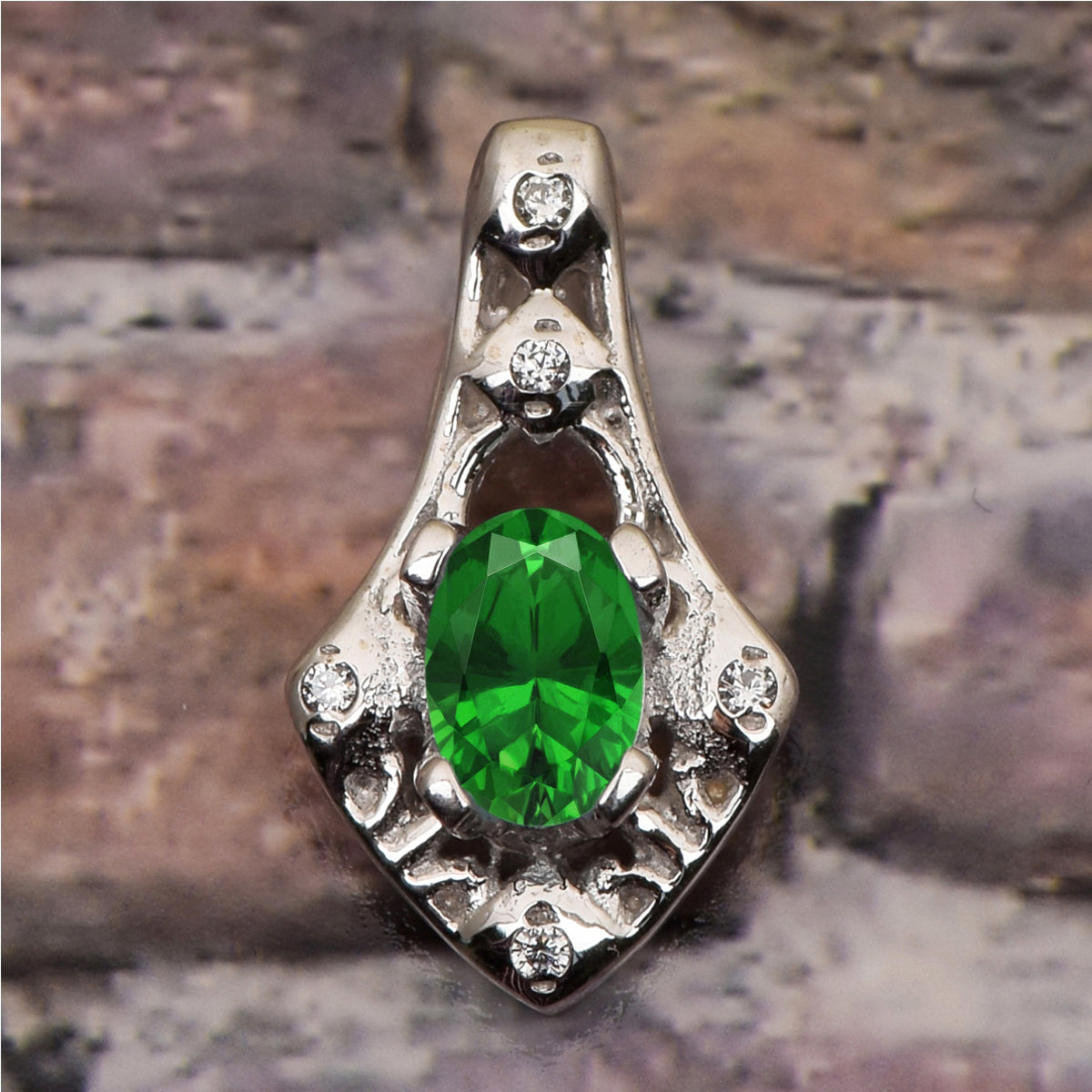 Art Deco Oval Cut Multi Choice Gemstone Pendant