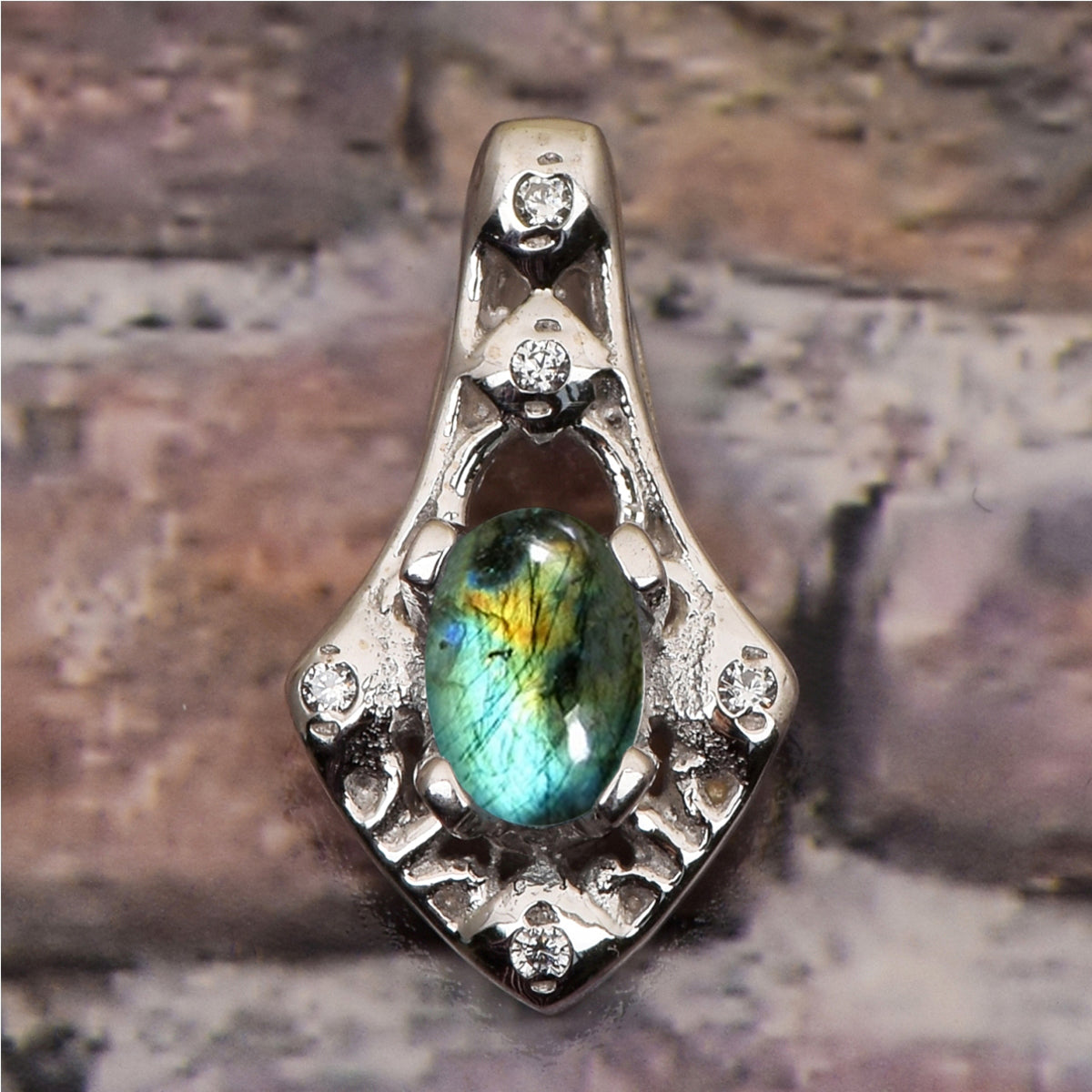 Art Deco Oval Cut Multi Choice Gemstone Pendant