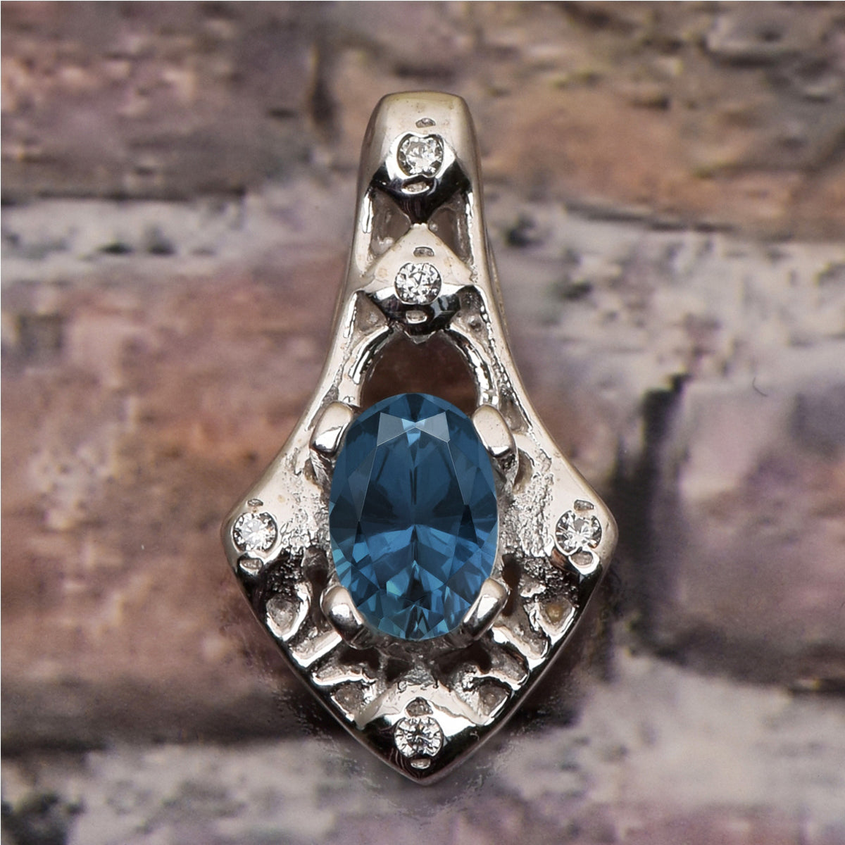 Art Deco Oval Cut Multi Choice Gemstone Pendant