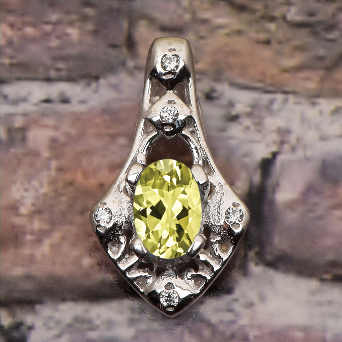 Art Deco Oval Cut Multi Choice Gemstone Pendant