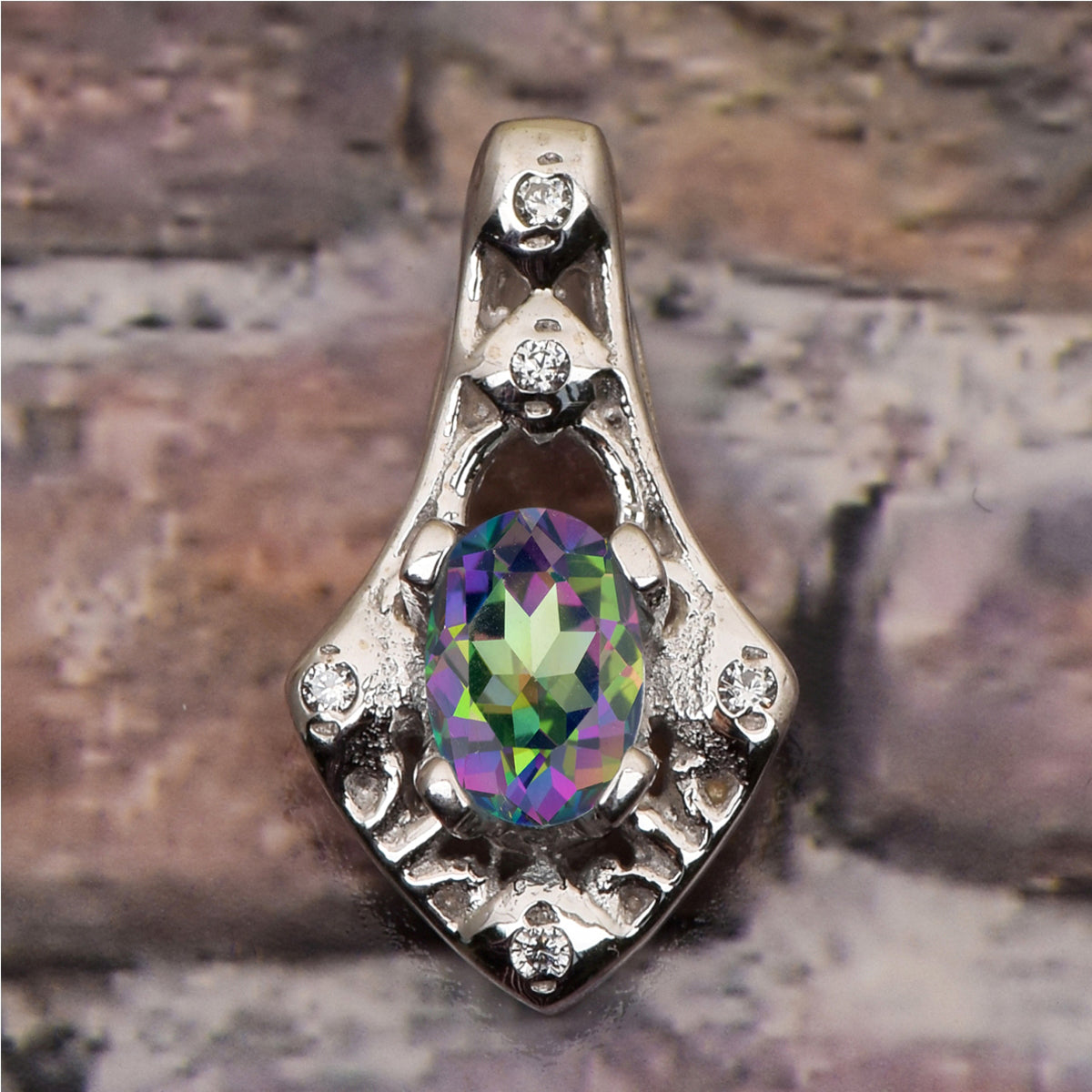 Art Deco Oval Cut Multi Choice Gemstone Pendant