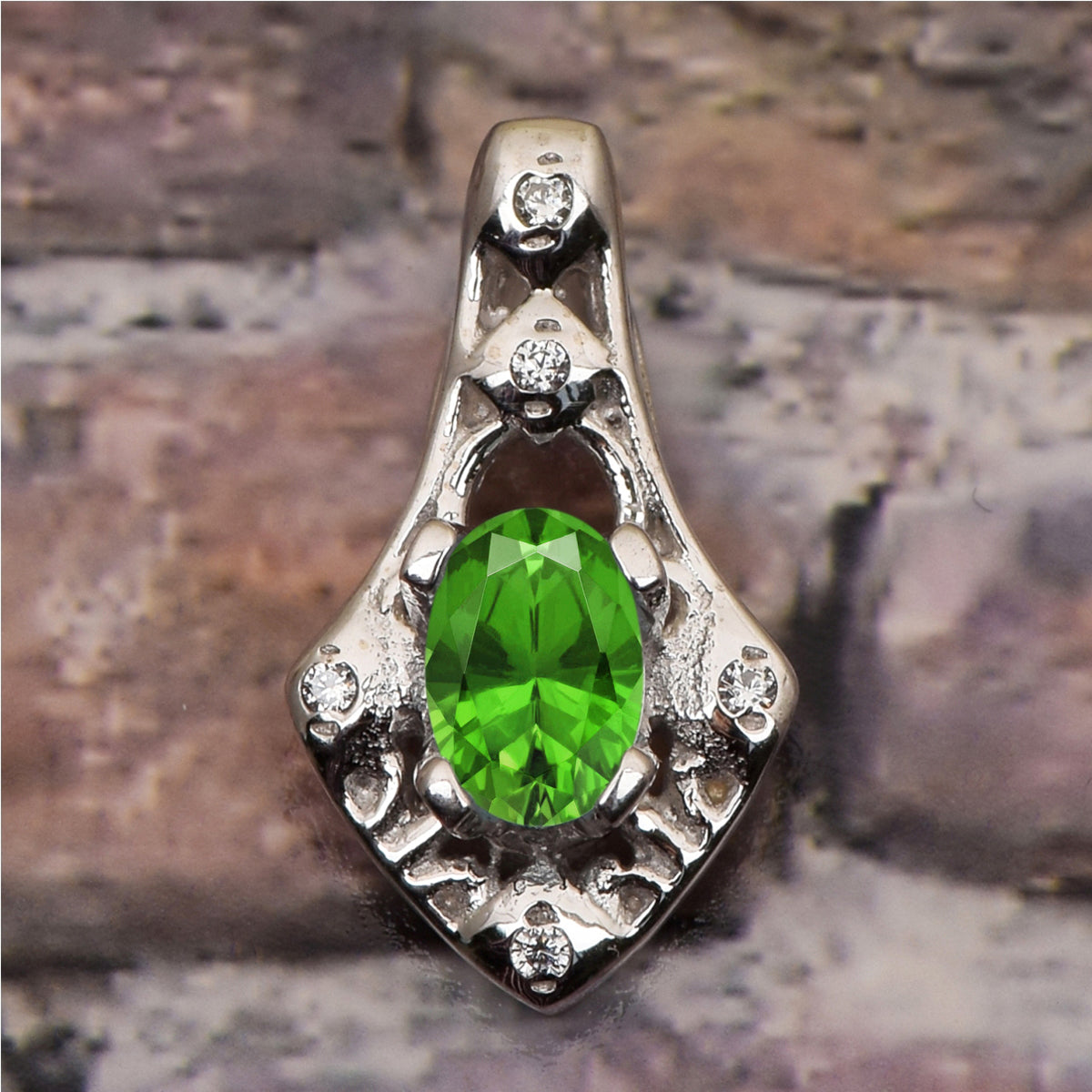 Art Deco Oval Cut Multi Choice Gemstone Pendant