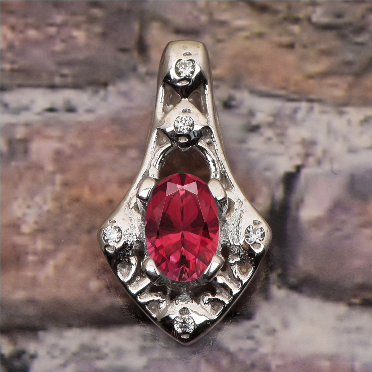 Art Deco Oval Cut Multi Choice Gemstone Pendant