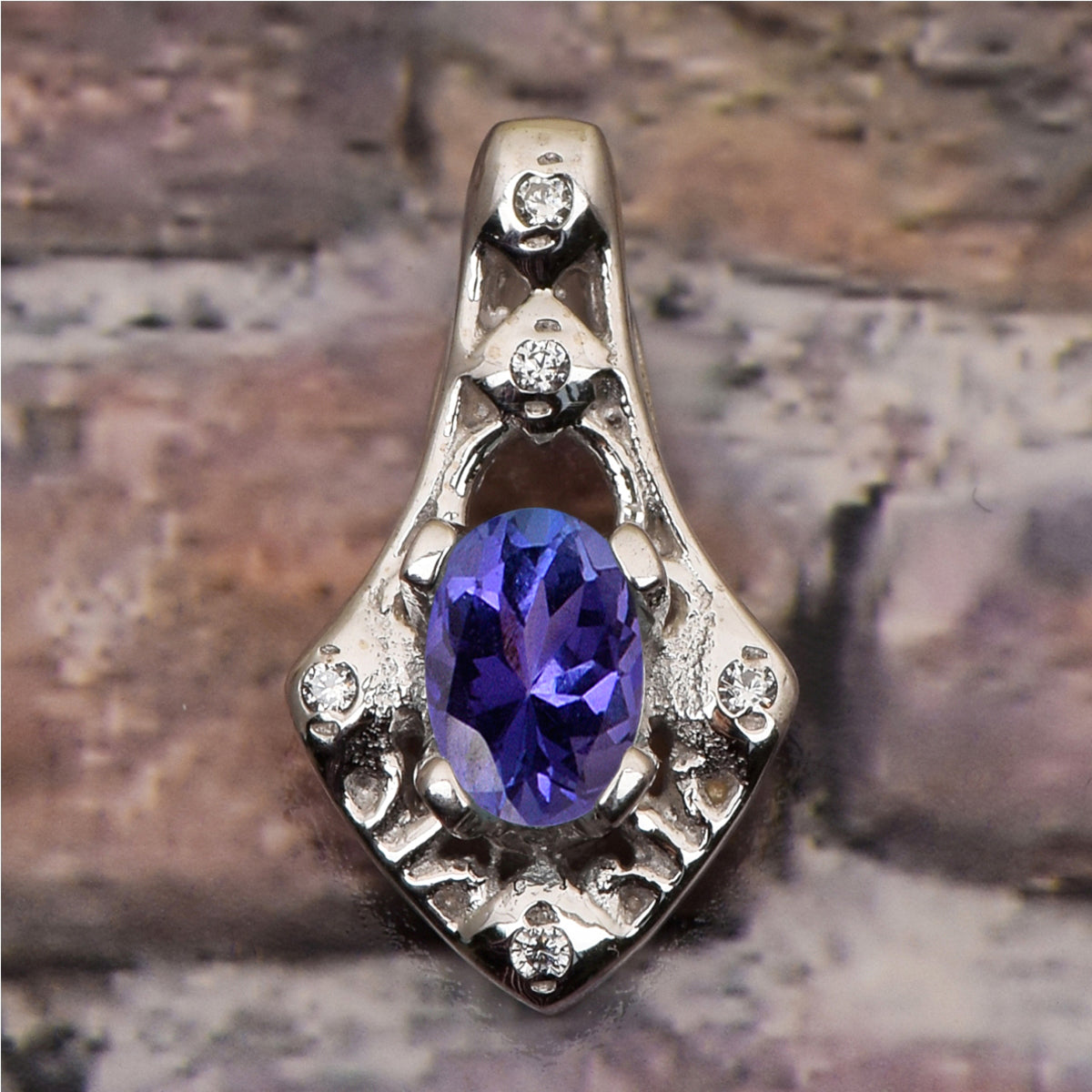Art Deco Oval Cut Multi Choice Gemstone Pendant